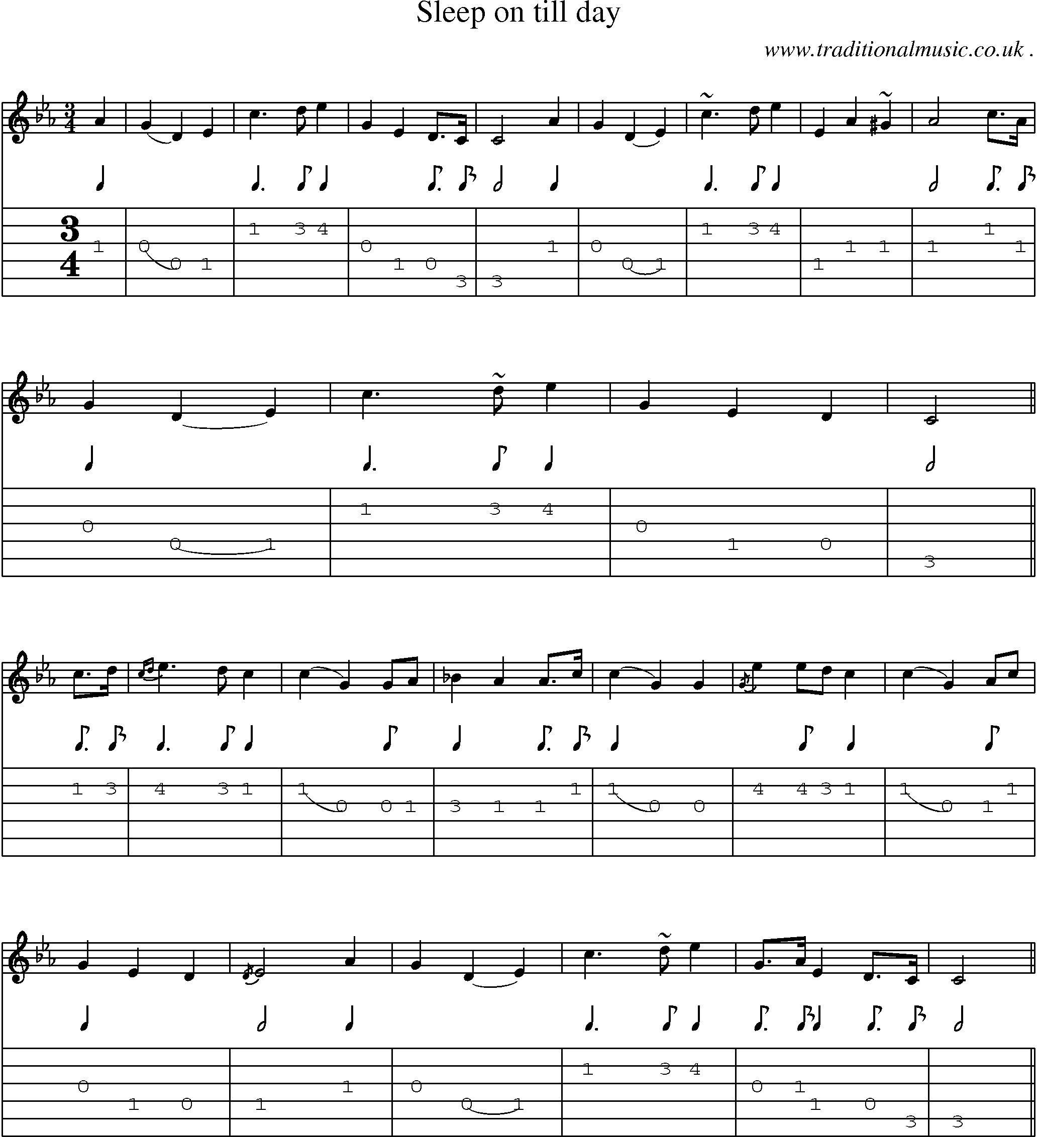 Sheet-music  score, Chords and Guitar Tabs for Sleep On Till Day