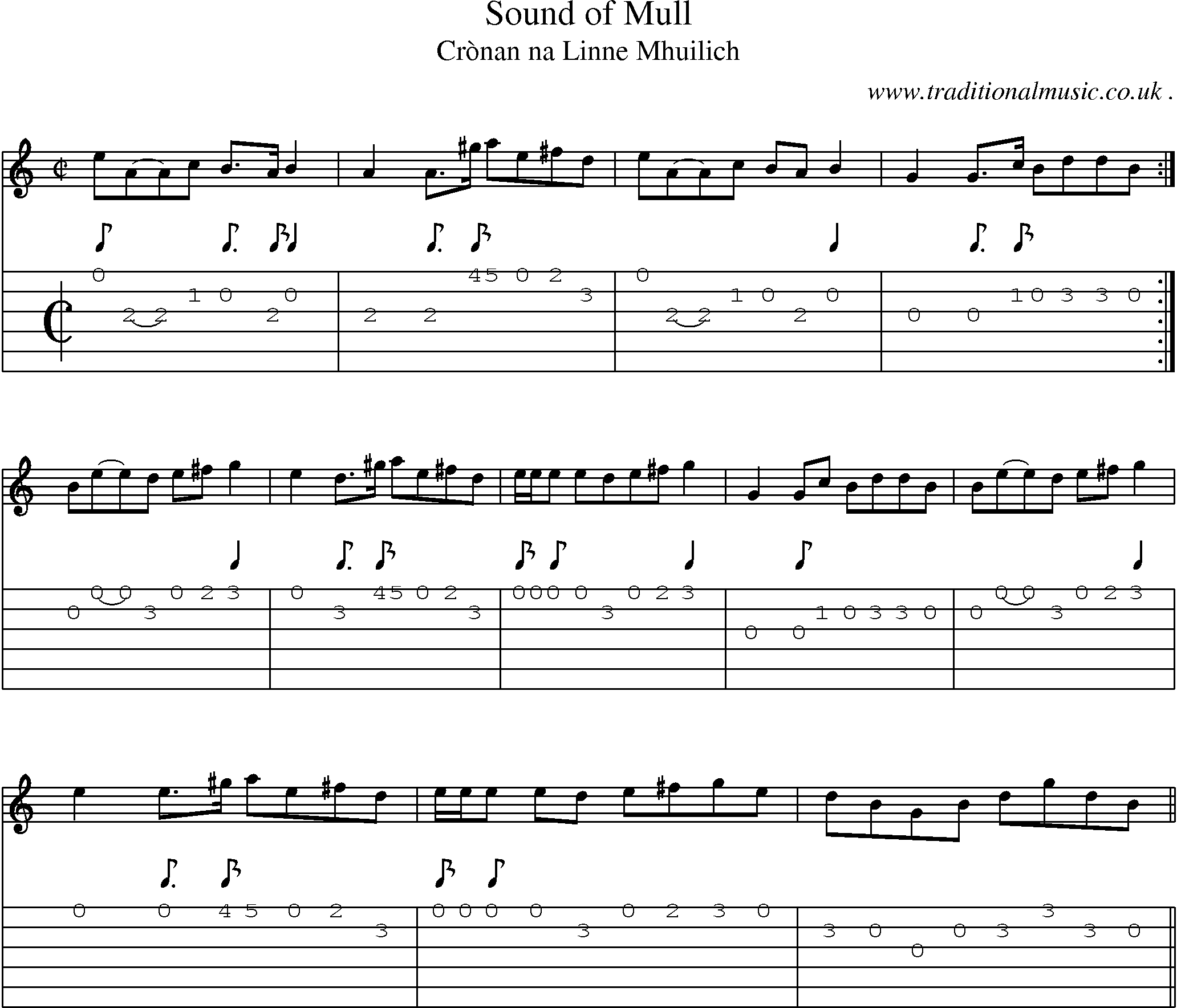 Sheet-music  score, Chords and Guitar Tabs for Sound Of Mull