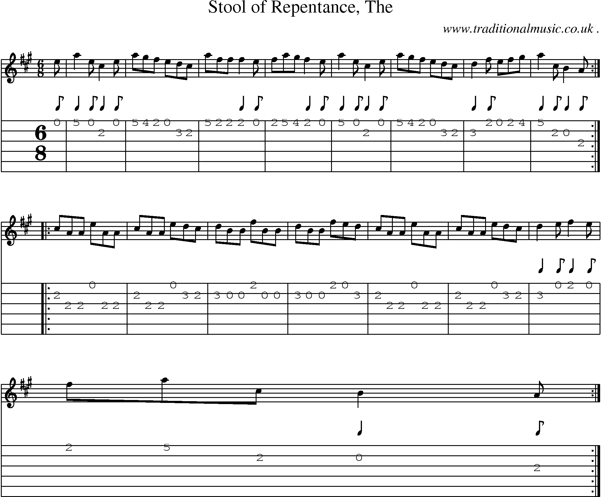 Sheet-music  score, Chords and Guitar Tabs for Stool Of Repentance The