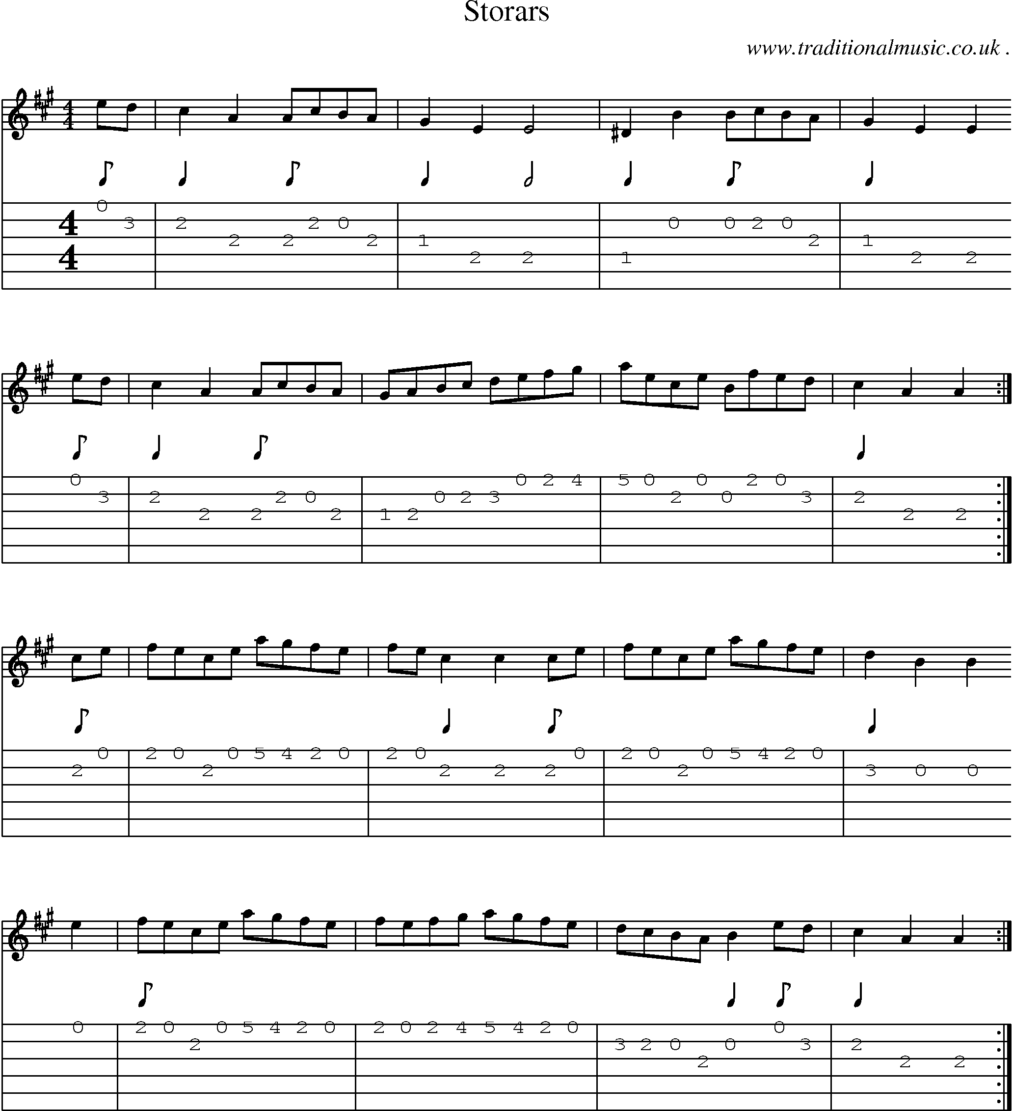 Sheet-music  score, Chords and Guitar Tabs for Storars