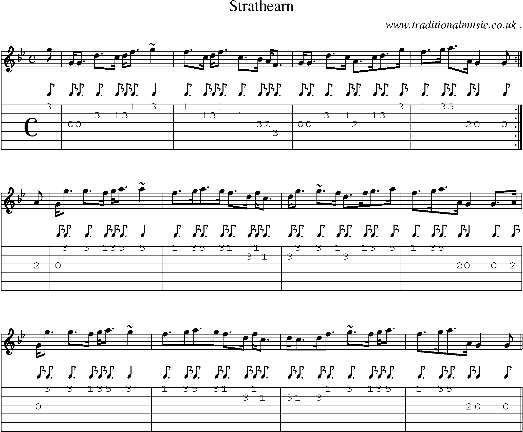 Sheet-music  score, Chords and Guitar Tabs for Strathearn