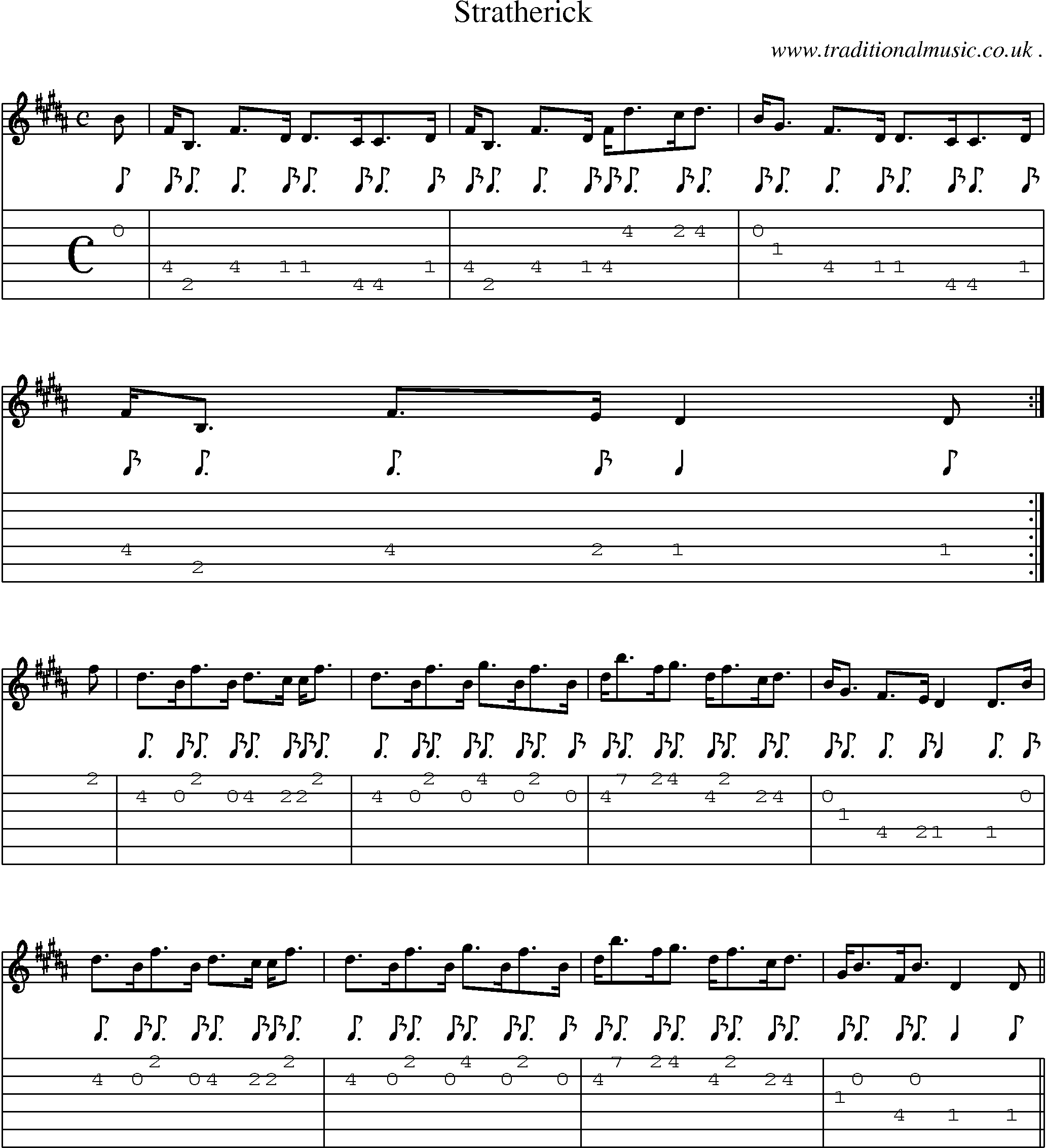 Sheet-music  score, Chords and Guitar Tabs for Stratherick