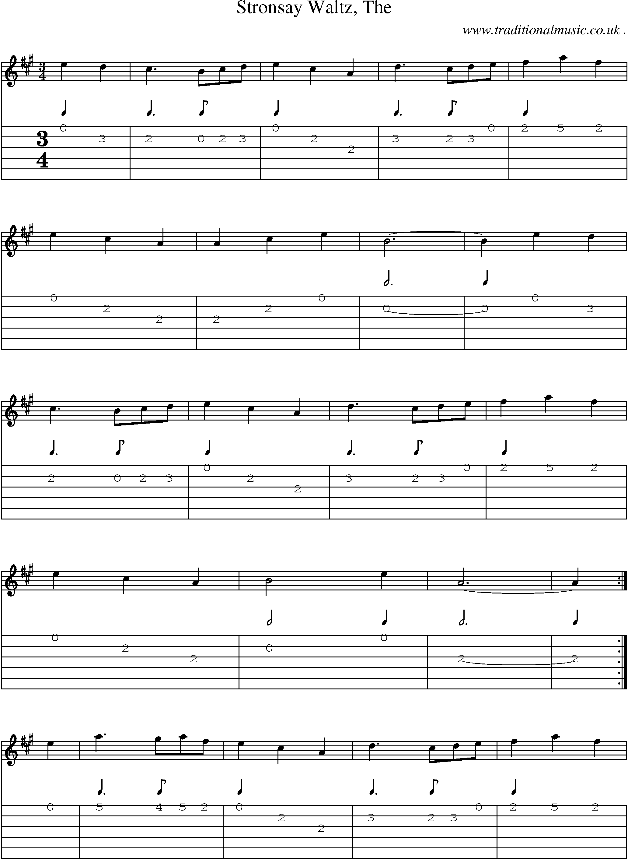 Sheet-music  score, Chords and Guitar Tabs for Stronsay Waltz The