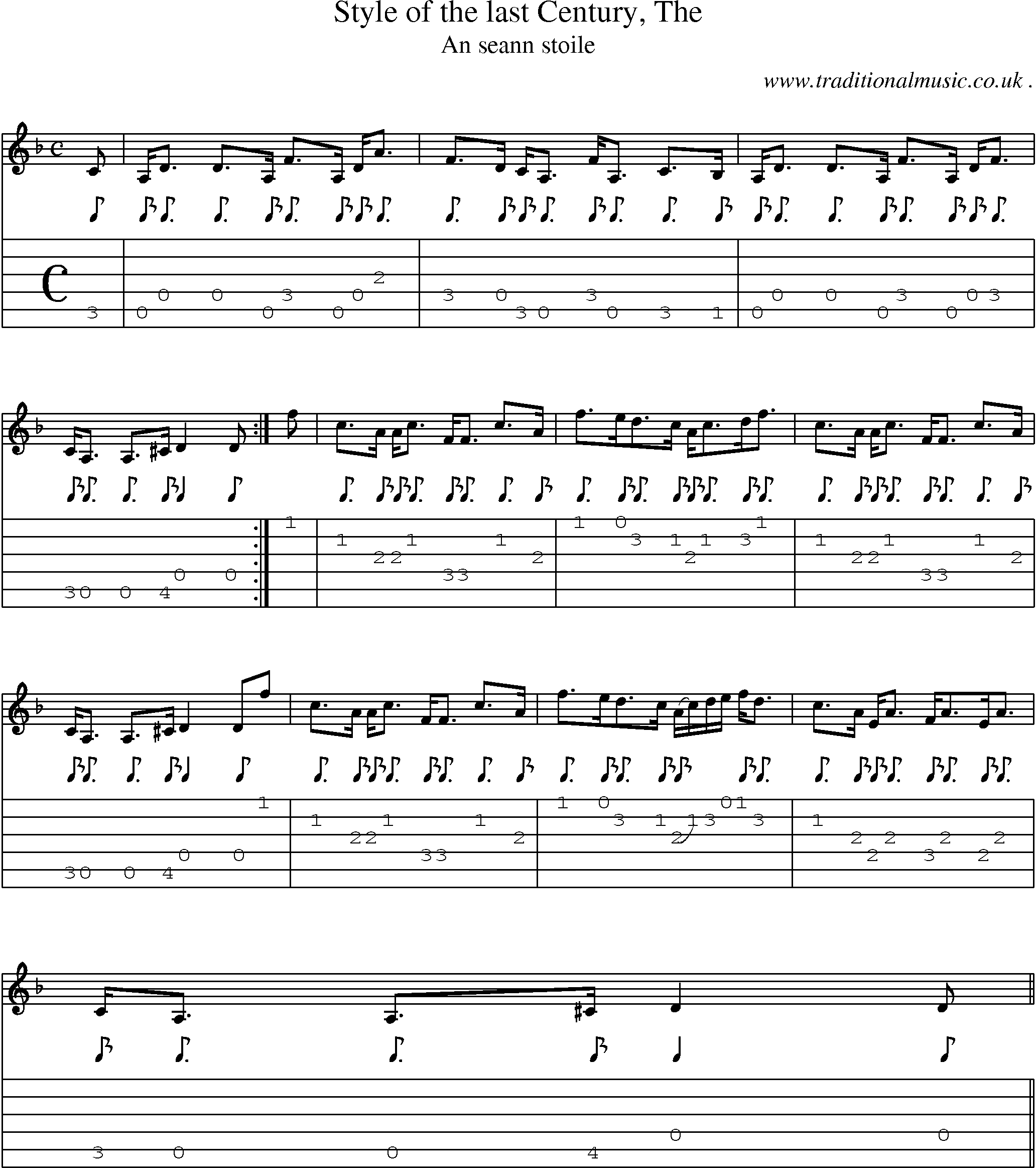 Sheet-music  score, Chords and Guitar Tabs for Style Of The Last Century The