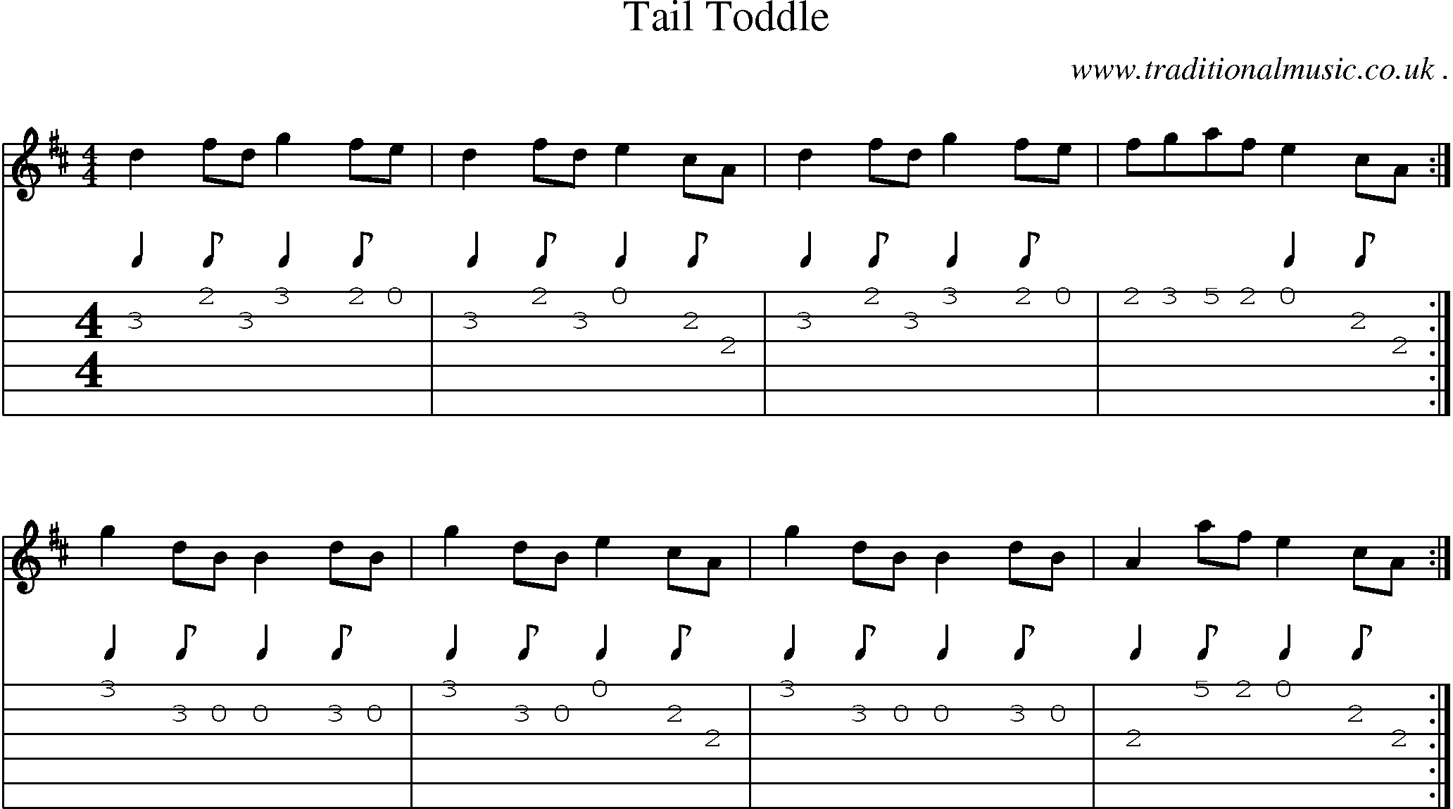 Sheet-music  score, Chords and Guitar Tabs for Tail Toddle