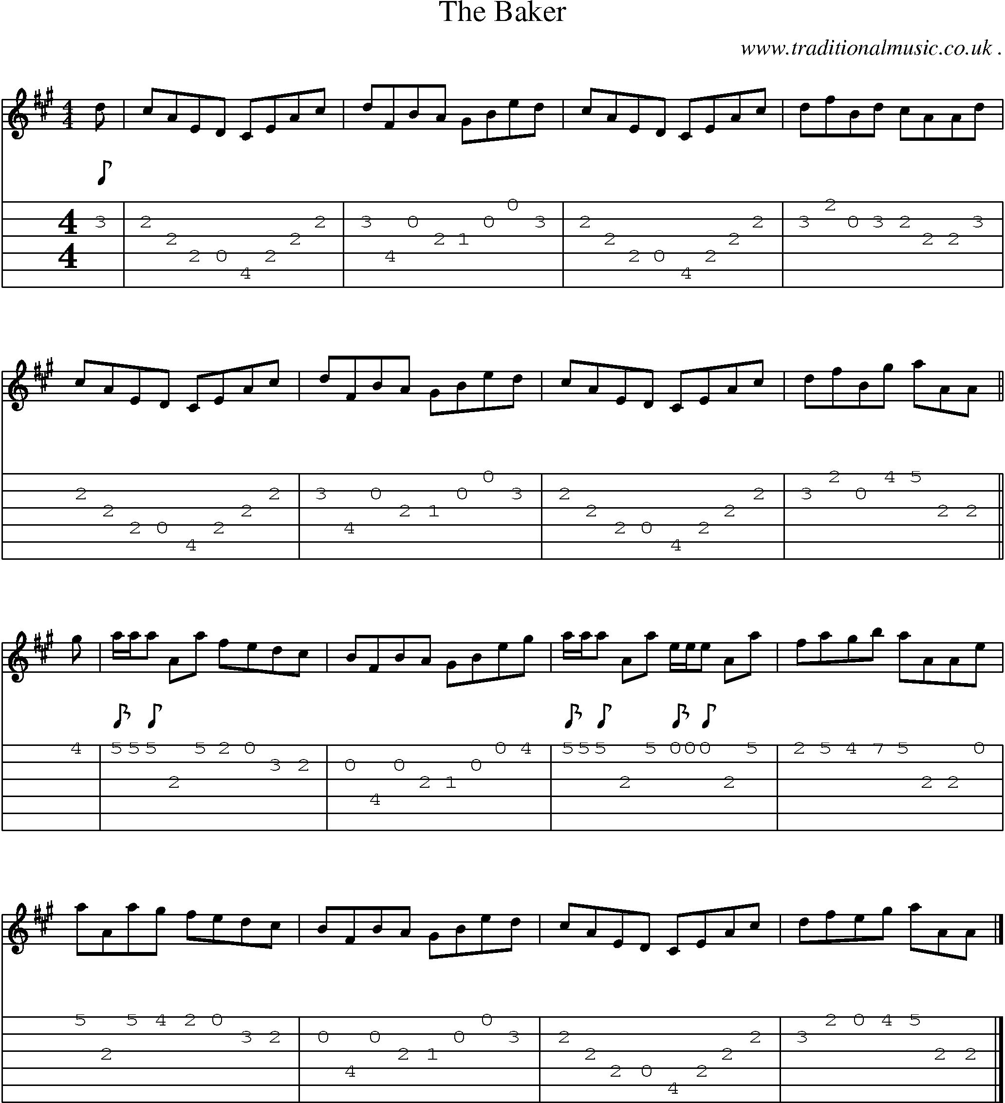 Sheet-music  score, Chords and Guitar Tabs for The Baker
