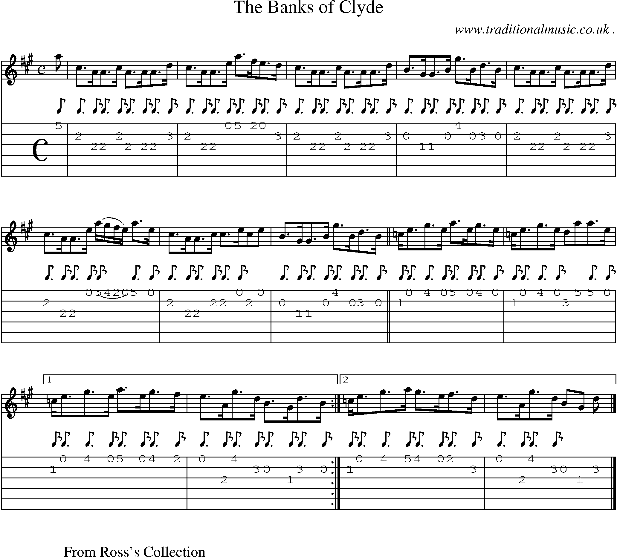 Sheet-music  score, Chords and Guitar Tabs for The Banks Of Clyde