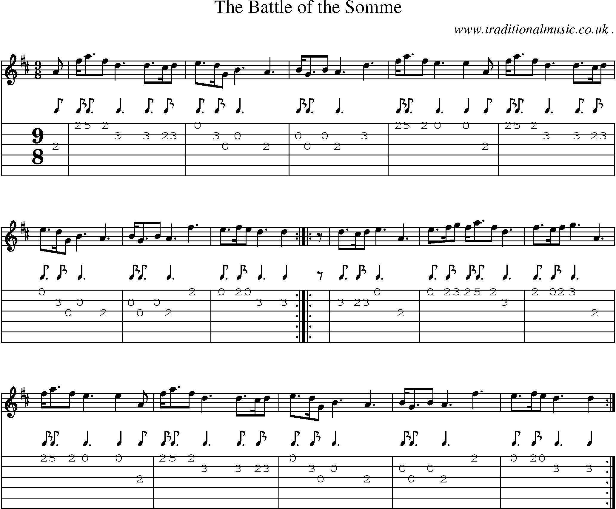 Sheet-music  score, Chords and Guitar Tabs for The Battle Of The Somme
