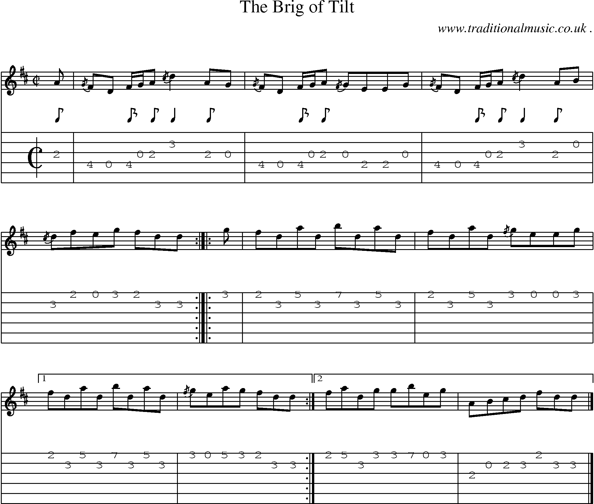 Sheet-music  score, Chords and Guitar Tabs for The Brig Of Tilt