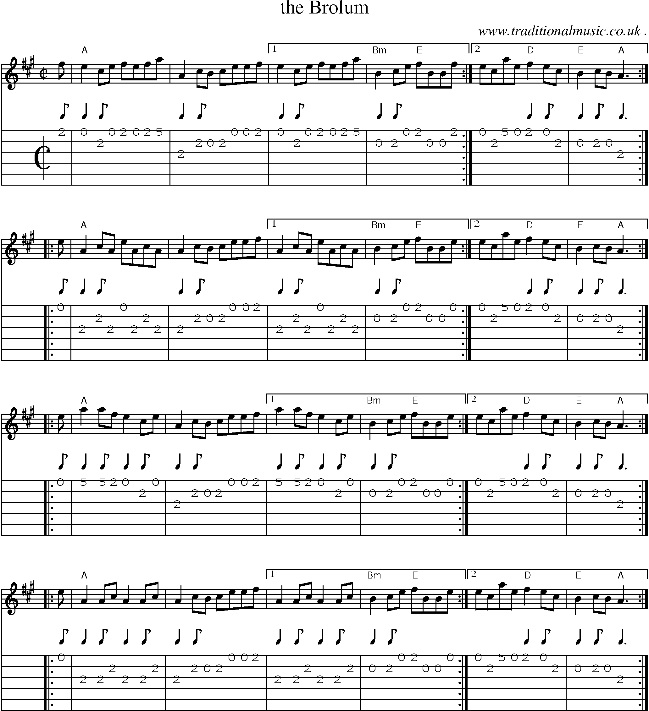 Sheet-music  score, Chords and Guitar Tabs for The Brolum