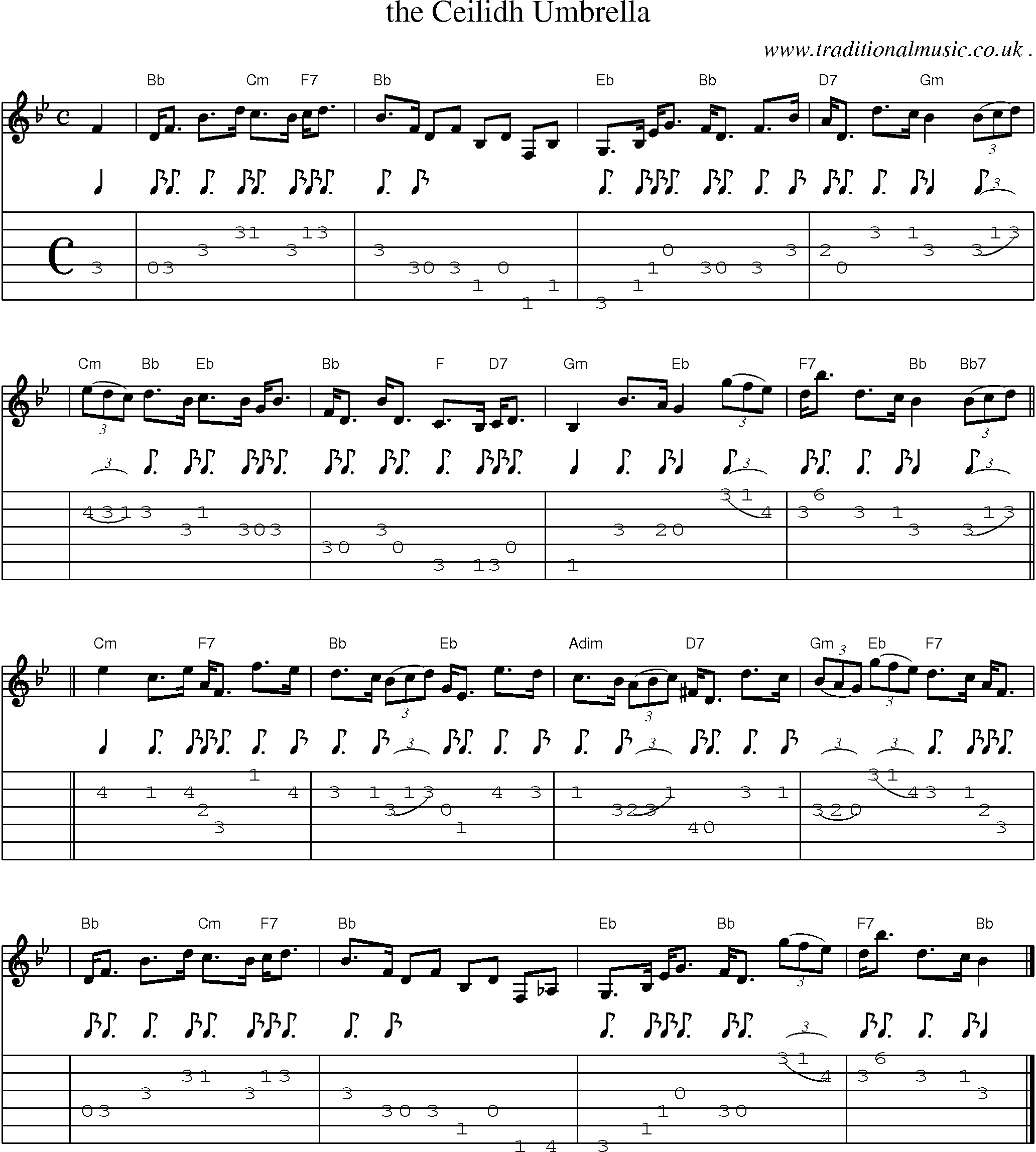Sheet-music  score, Chords and Guitar Tabs for The Ceilidh Umbrella