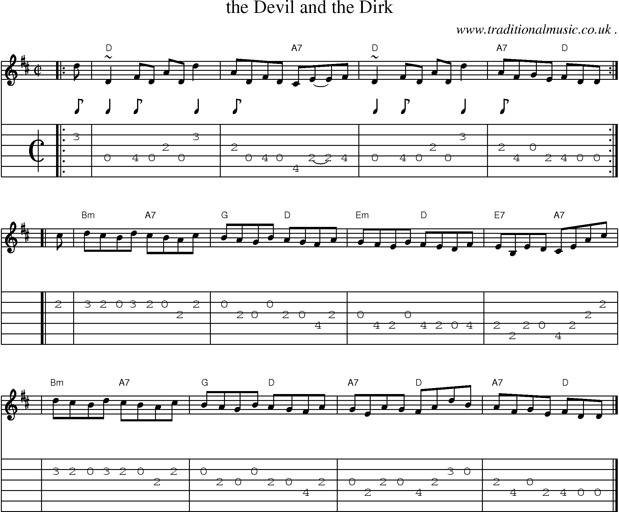 Sheet-music  score, Chords and Guitar Tabs for The Devil And The Dirk
