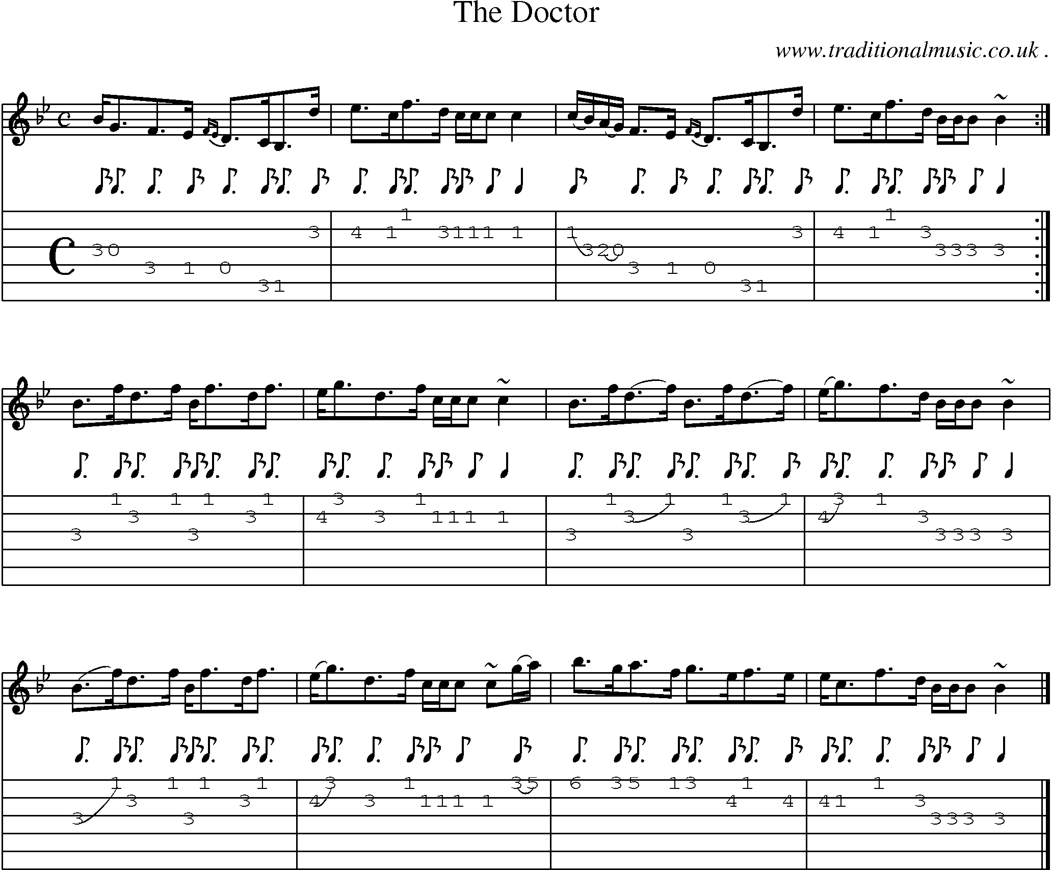 Sheet-music  score, Chords and Guitar Tabs for The Doctor