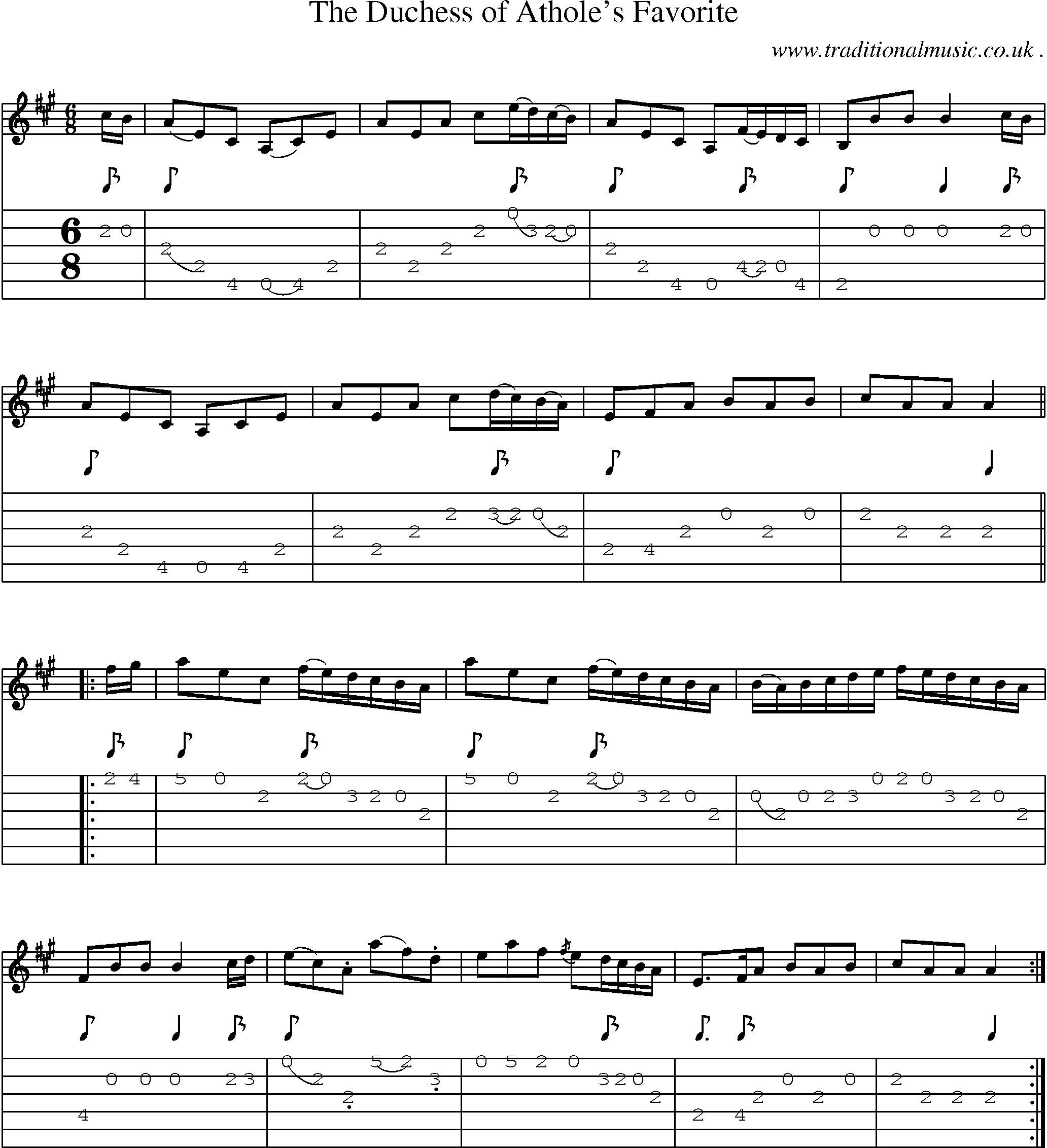 Sheet-music  score, Chords and Guitar Tabs for The Duchess Of Atholes Favorite