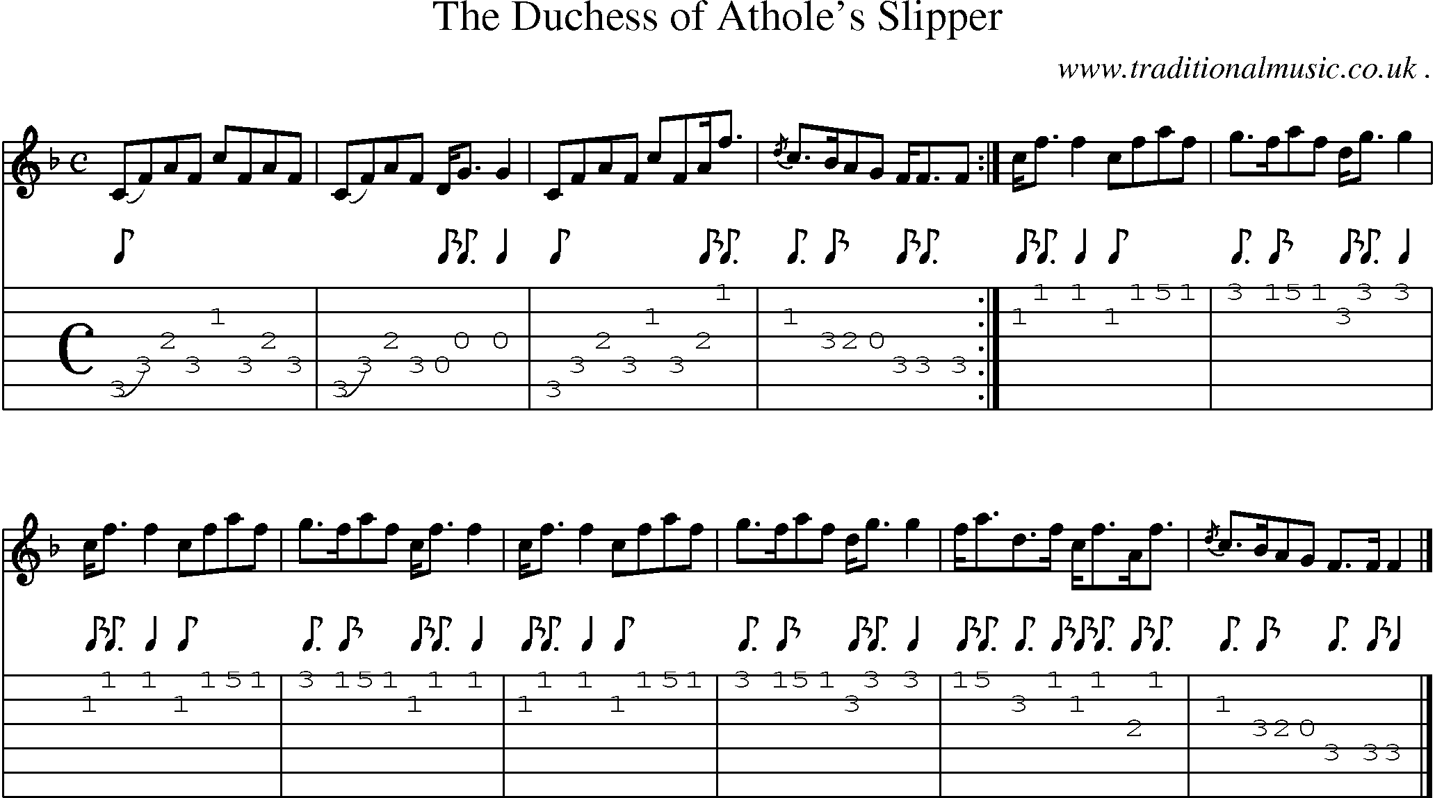 Sheet-music  score, Chords and Guitar Tabs for The Duchess Of Atholes Slipper