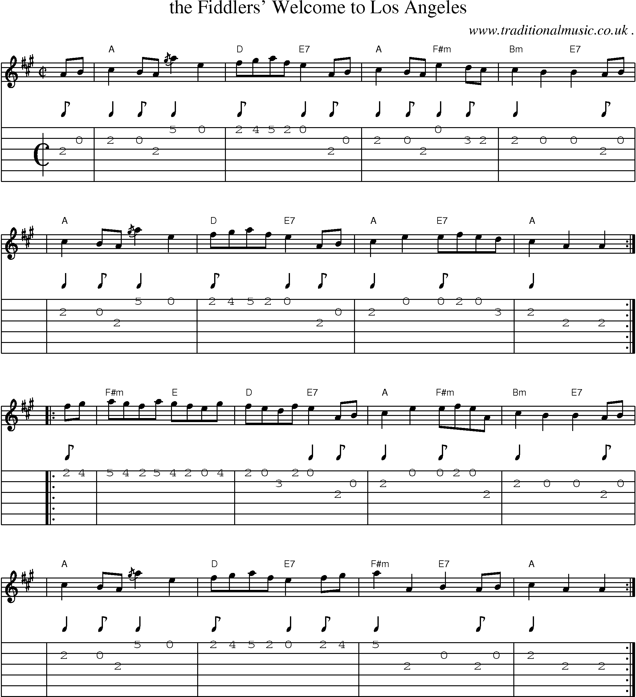 Sheet-music  score, Chords and Guitar Tabs for The Fiddlers Welcome To Los Angeles