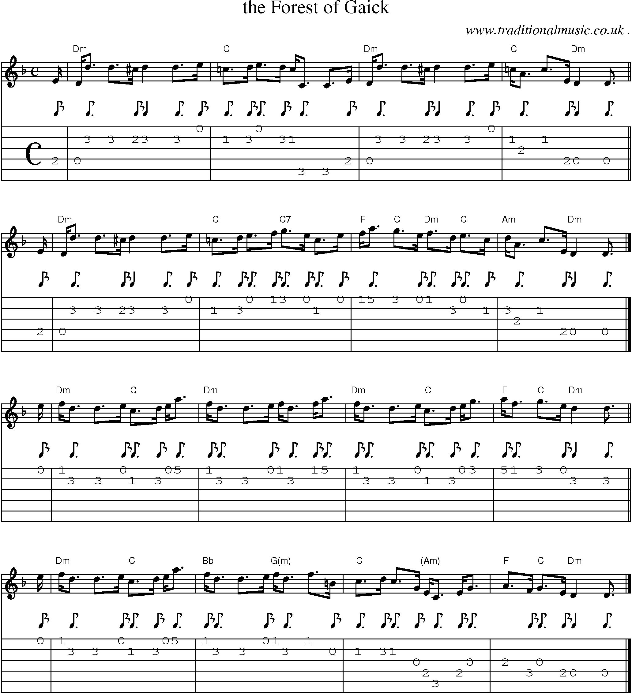 Sheet-music  score, Chords and Guitar Tabs for The Forest Of Gaick