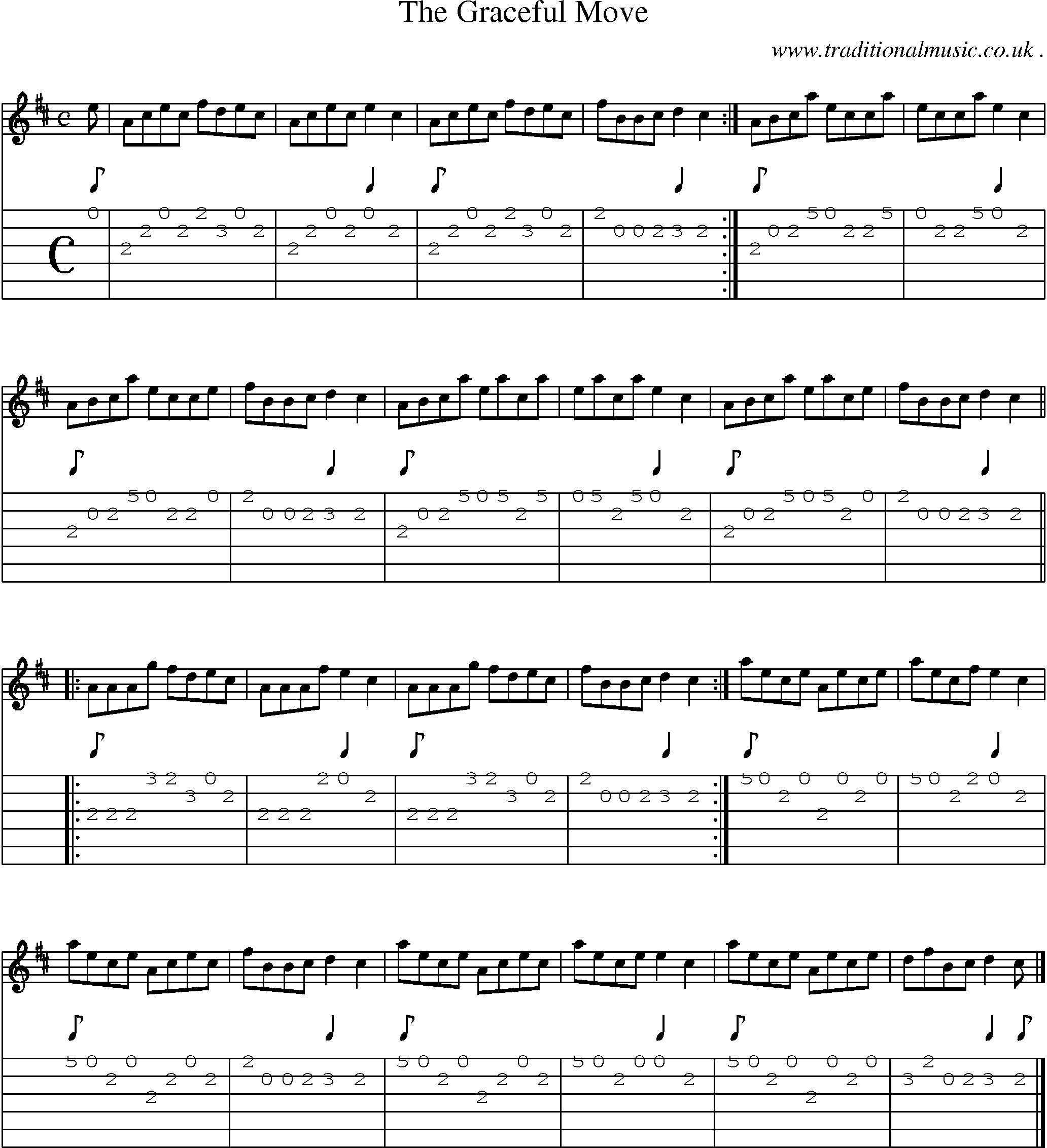 Sheet-music  score, Chords and Guitar Tabs for The Graceful Move