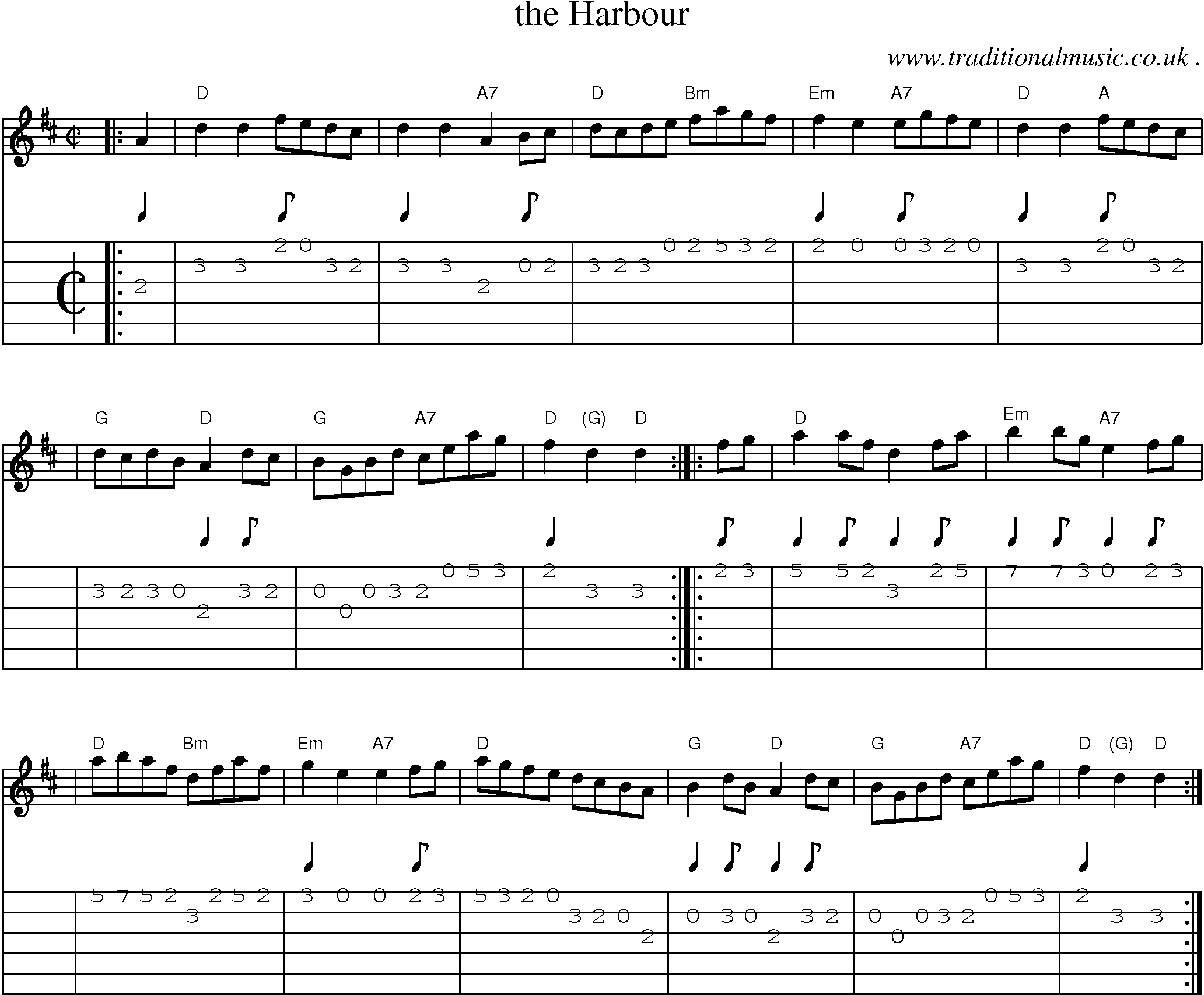 Sheet-music  score, Chords and Guitar Tabs for The Harbour