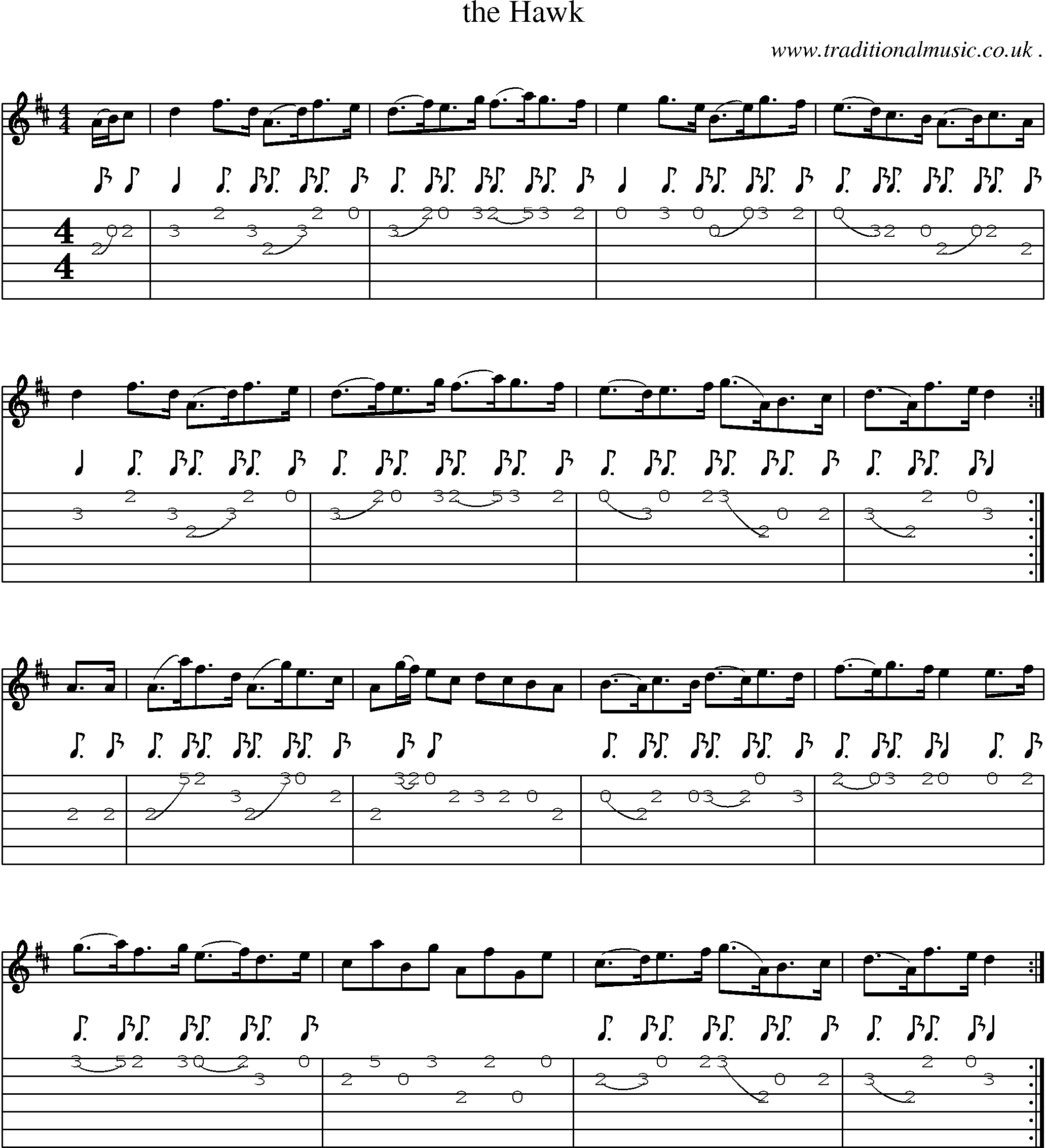 Sheet-music  score, Chords and Guitar Tabs for The Hawk