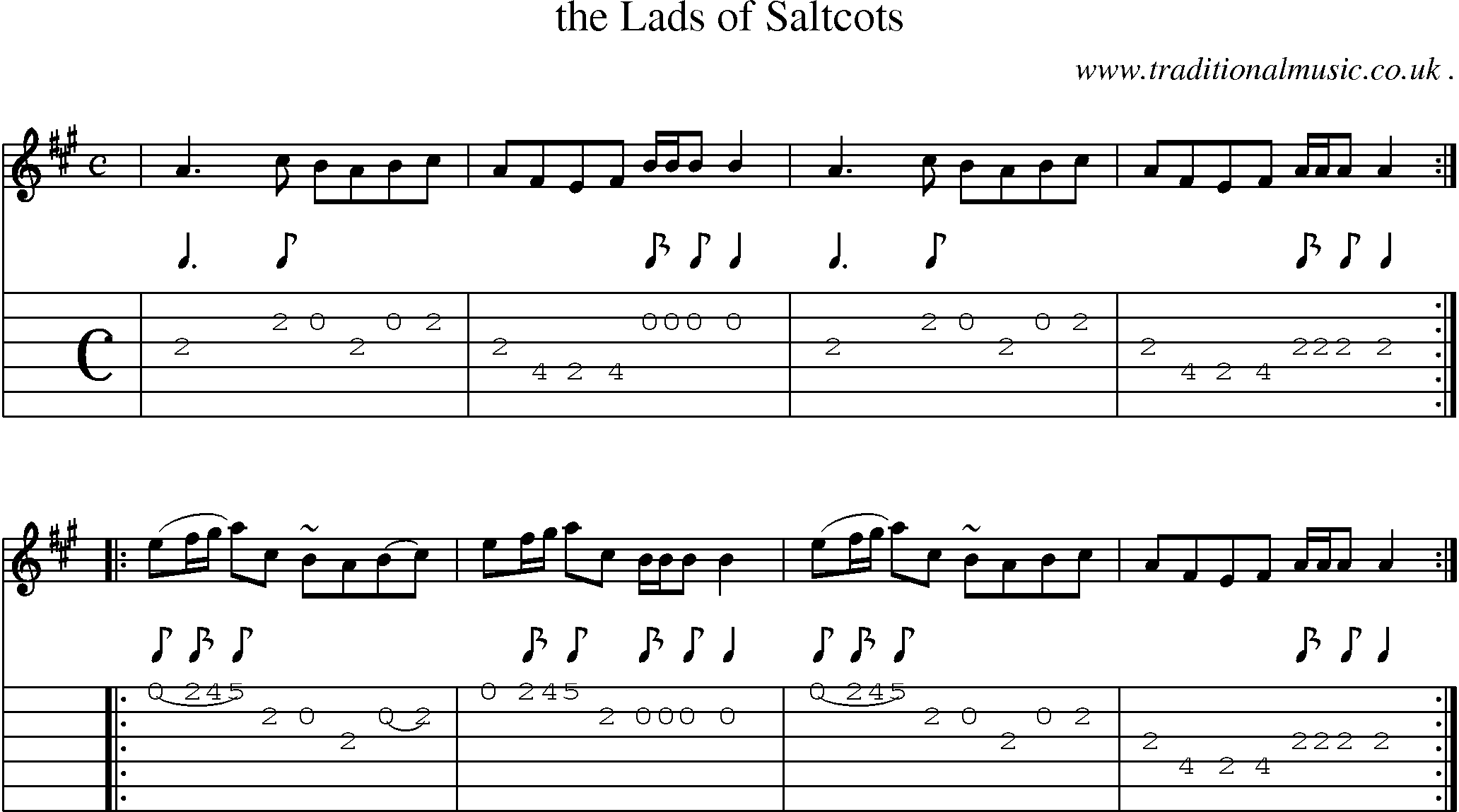 Sheet-music  score, Chords and Guitar Tabs for The Lads Of Saltcots