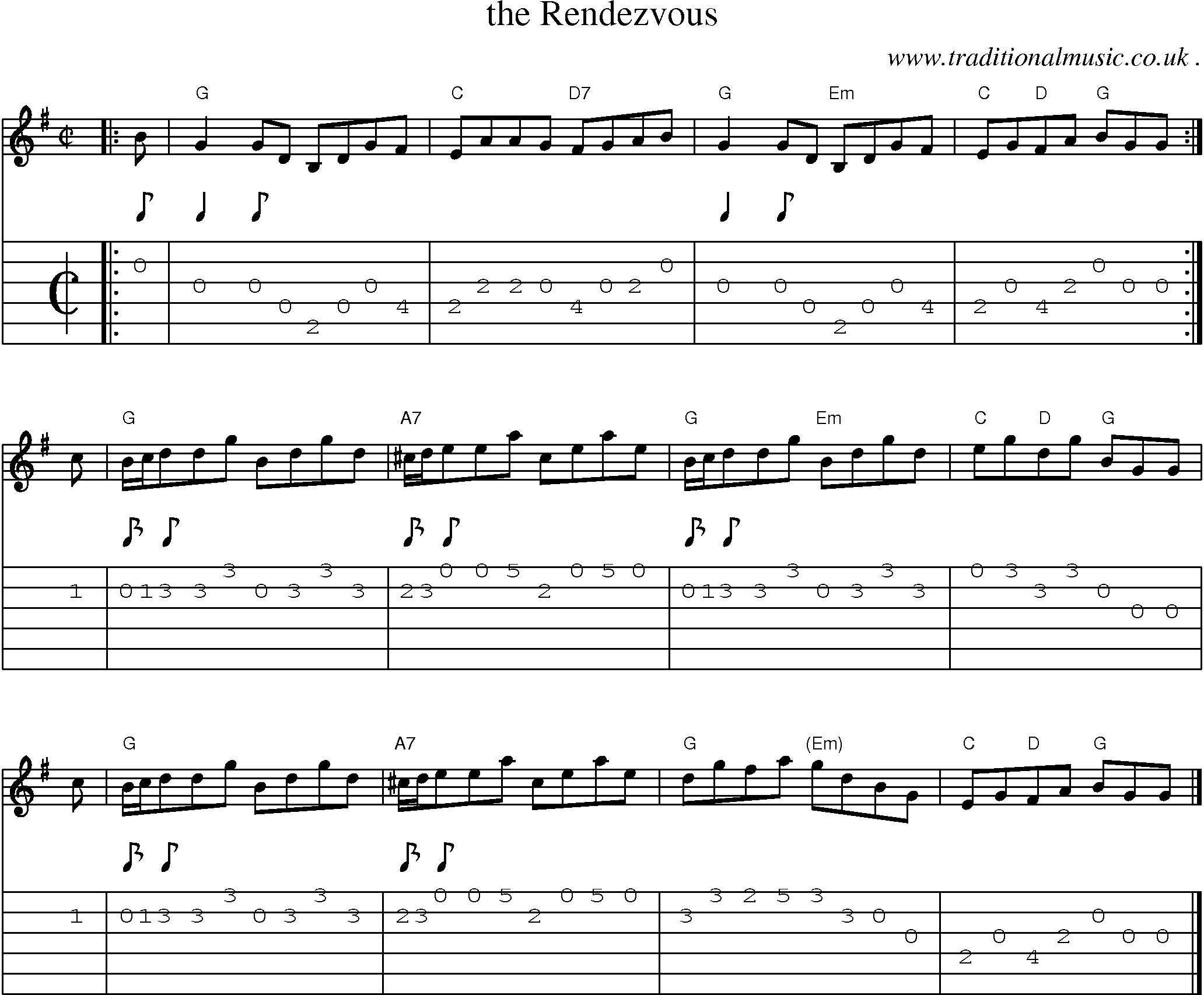 Sheet-music  score, Chords and Guitar Tabs for The Rendezvous
