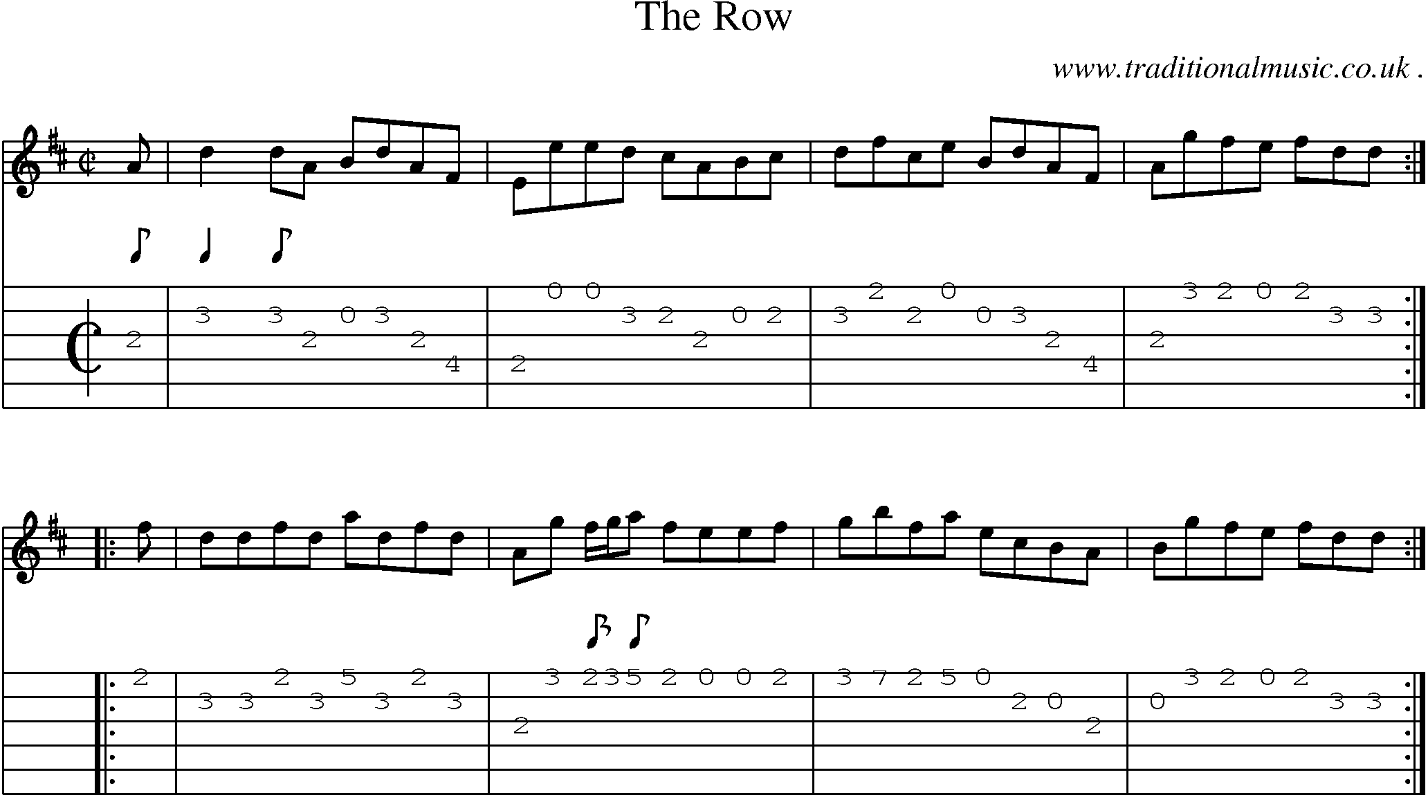 Sheet-music  score, Chords and Guitar Tabs for The Row