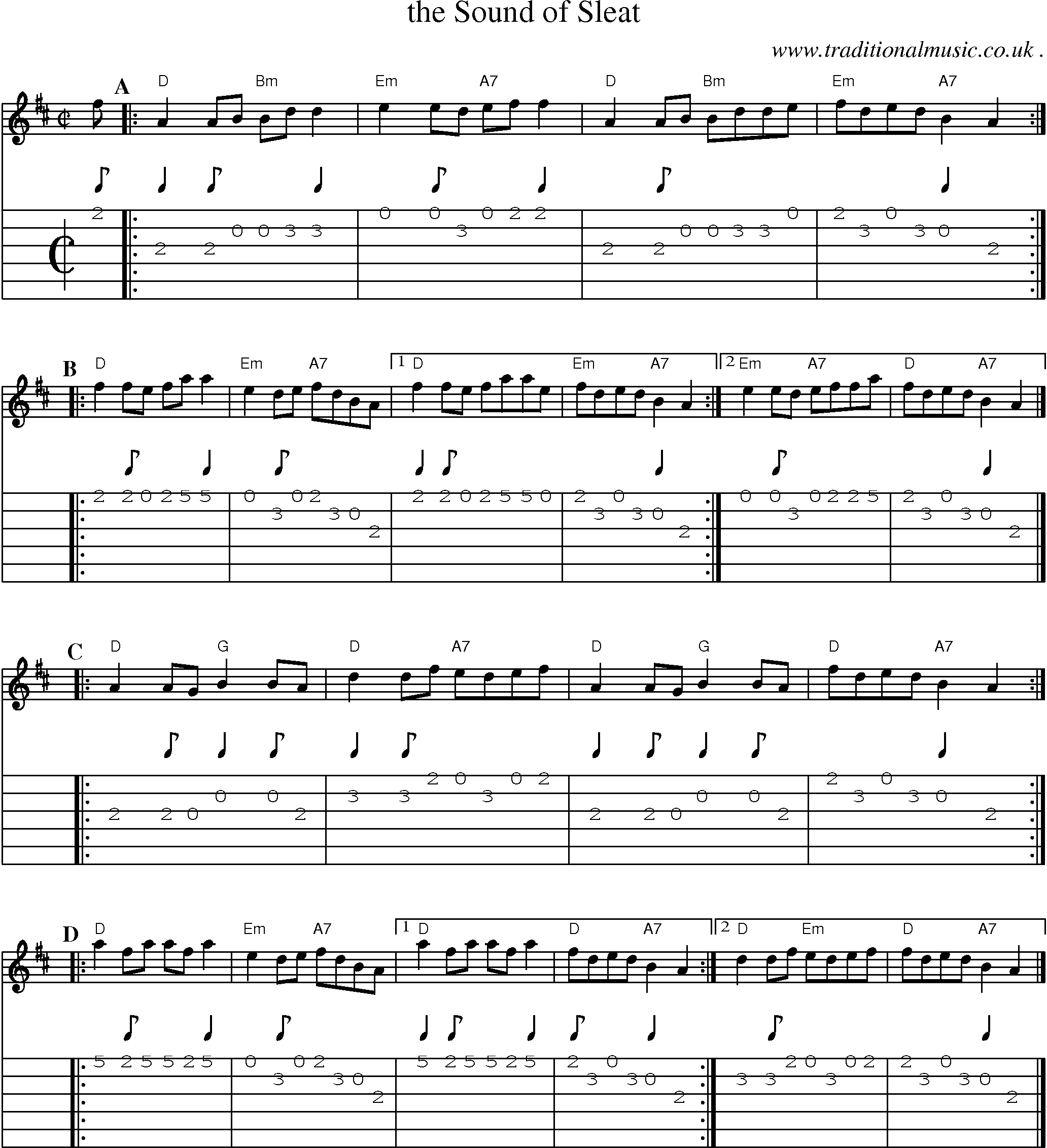 Sheet-music  score, Chords and Guitar Tabs for The Sound Of Sleat
