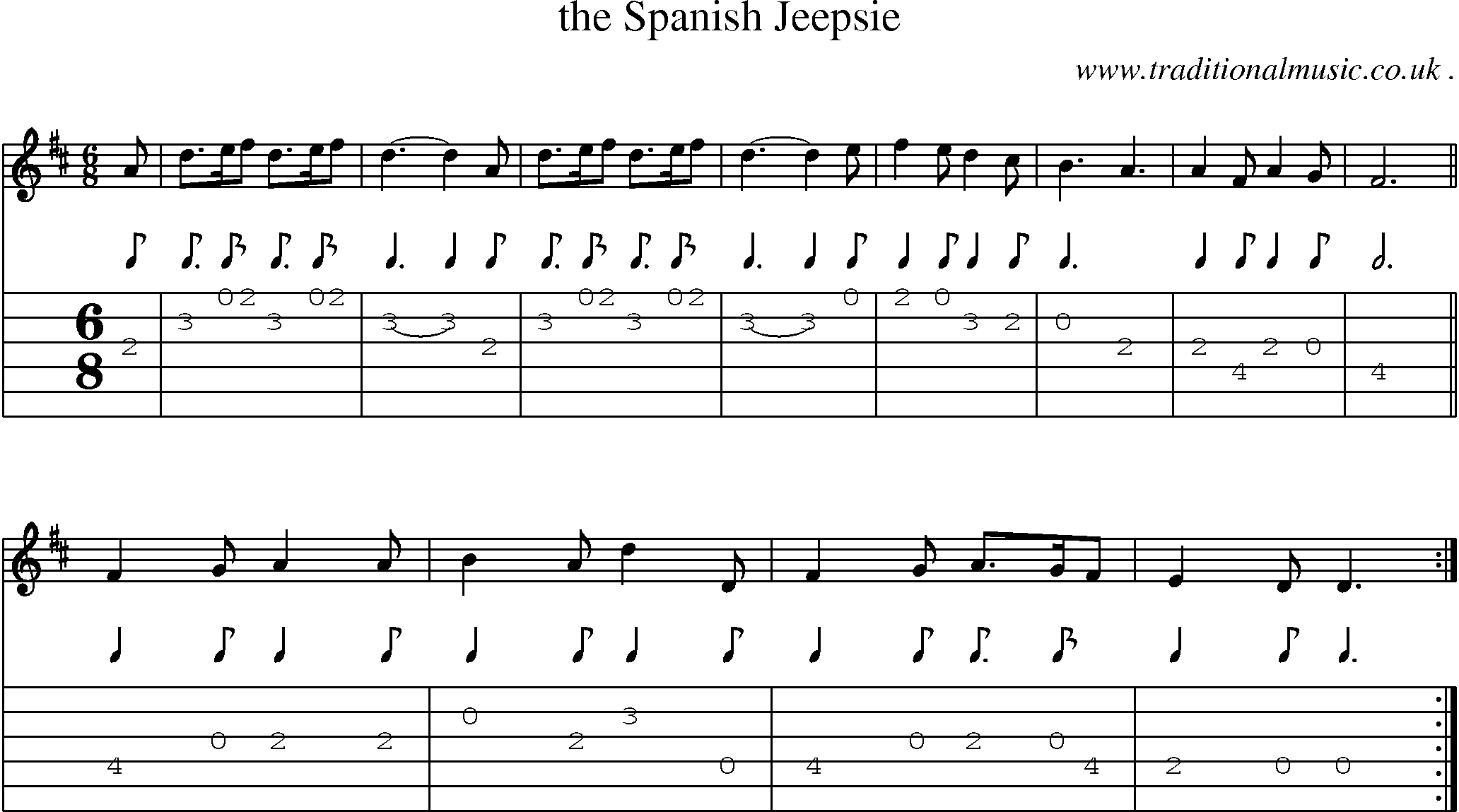 Sheet-music  score, Chords and Guitar Tabs for The Spanish Jeepsie