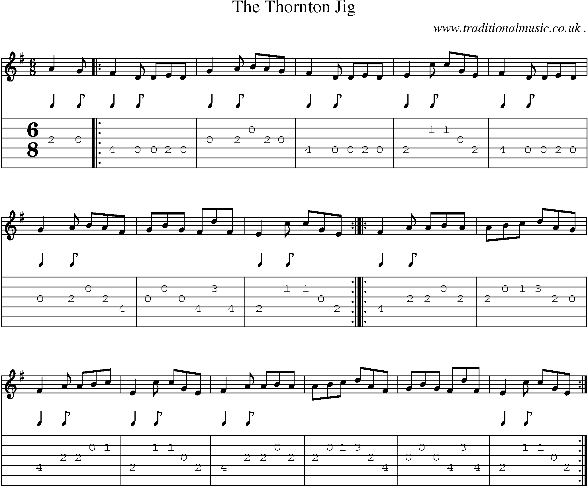 Sheet-music  score, Chords and Guitar Tabs for The Thornton Jig