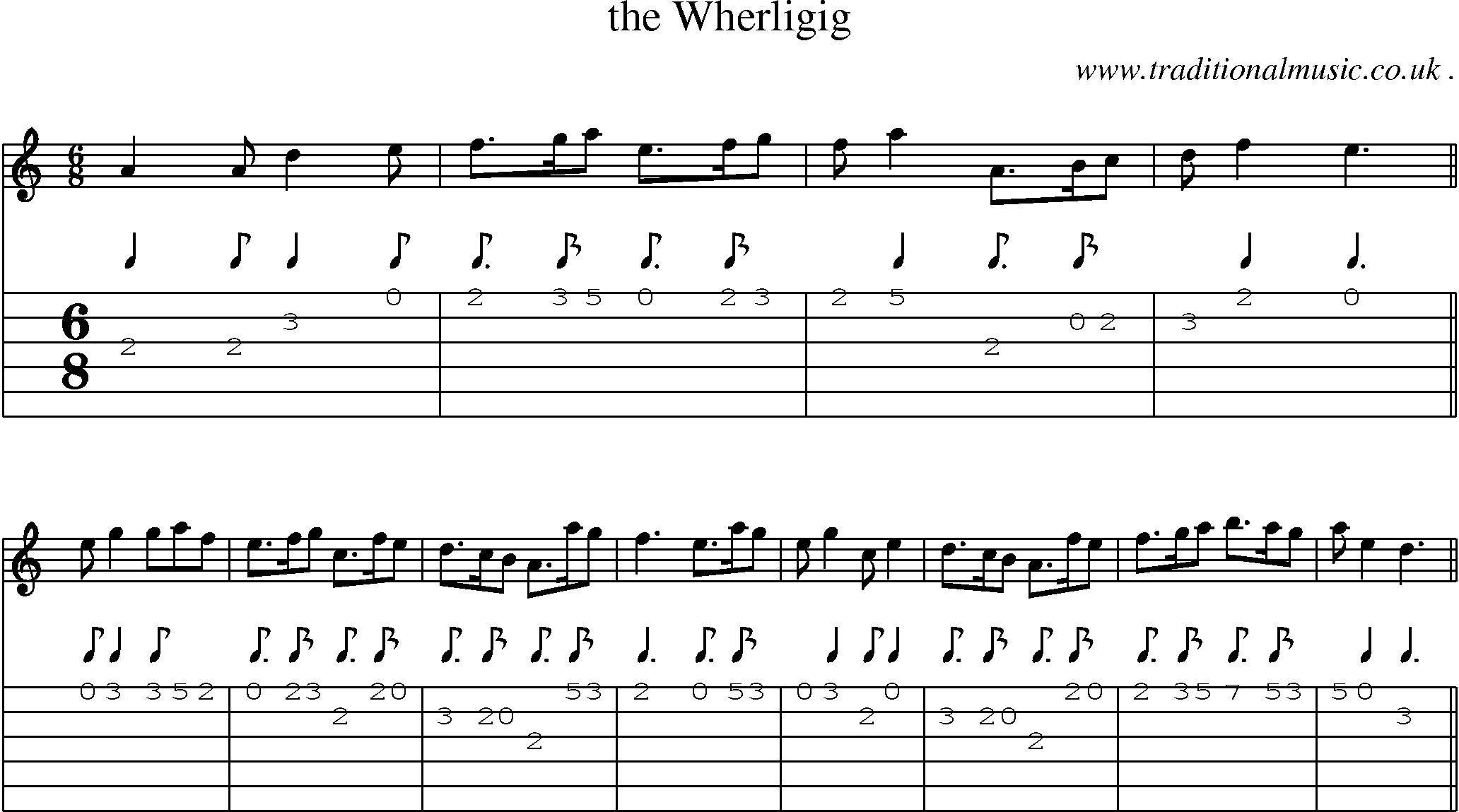 Sheet-music  score, Chords and Guitar Tabs for The Wherligig