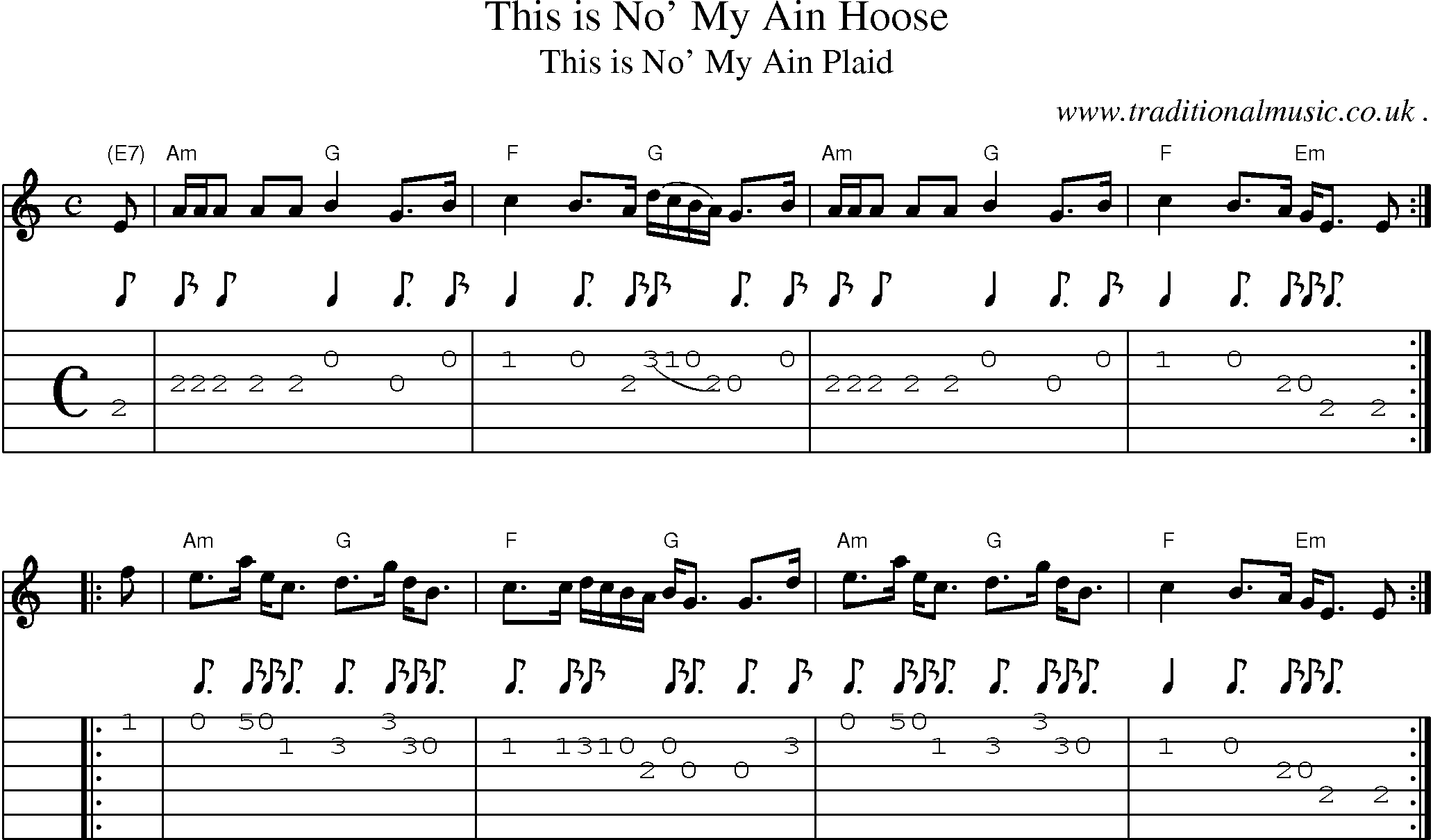Sheet-music  score, Chords and Guitar Tabs for This Is No My Ain Hoose