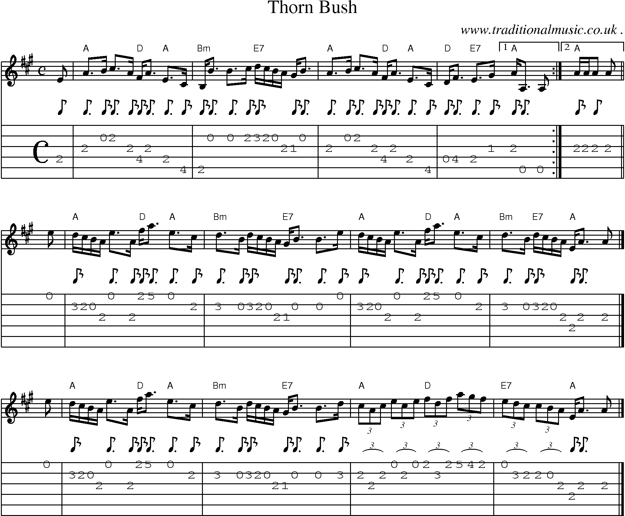 Sheet-music  score, Chords and Guitar Tabs for Thorn Bush