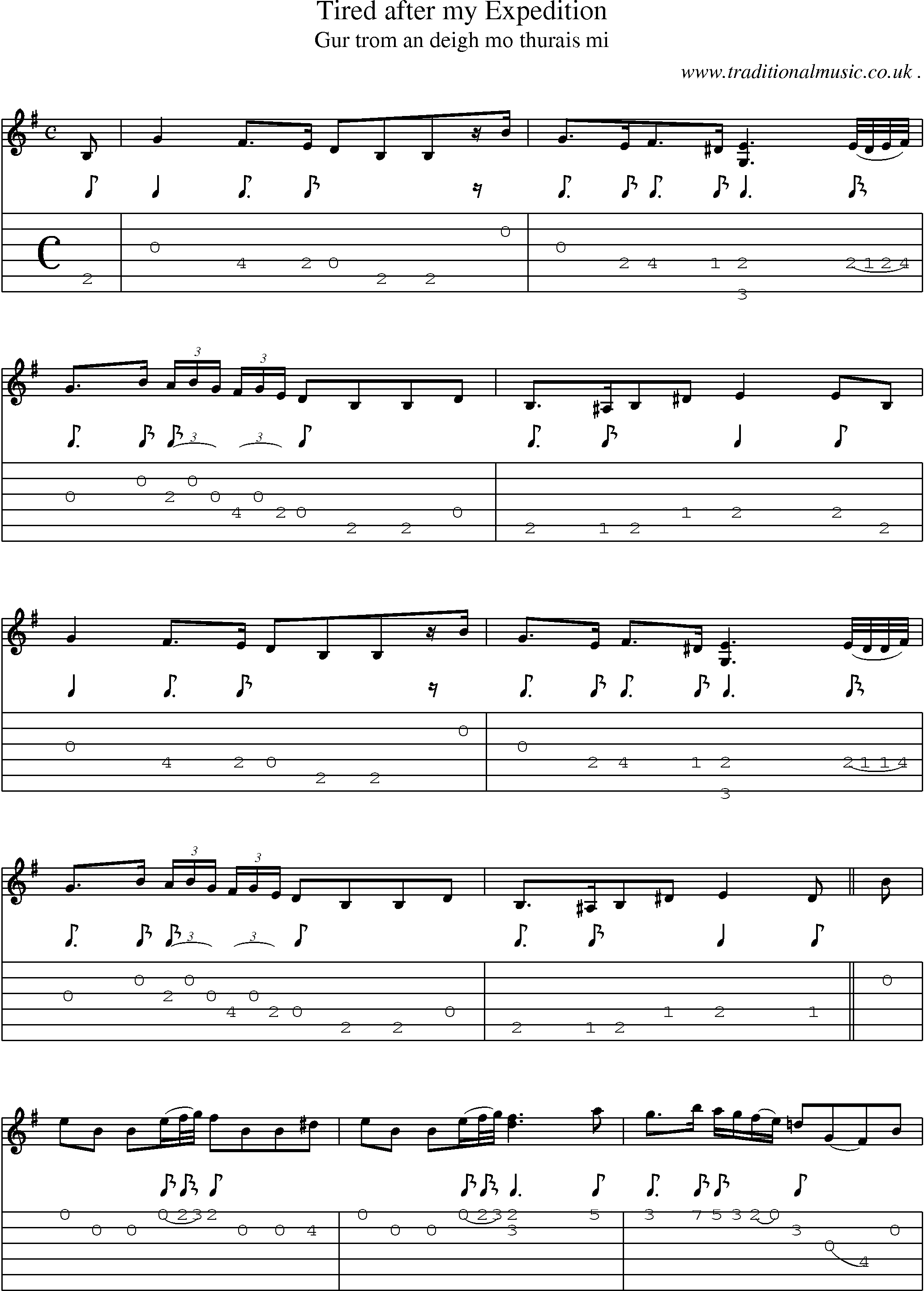Sheet-music  score, Chords and Guitar Tabs for Tired After My Expedition