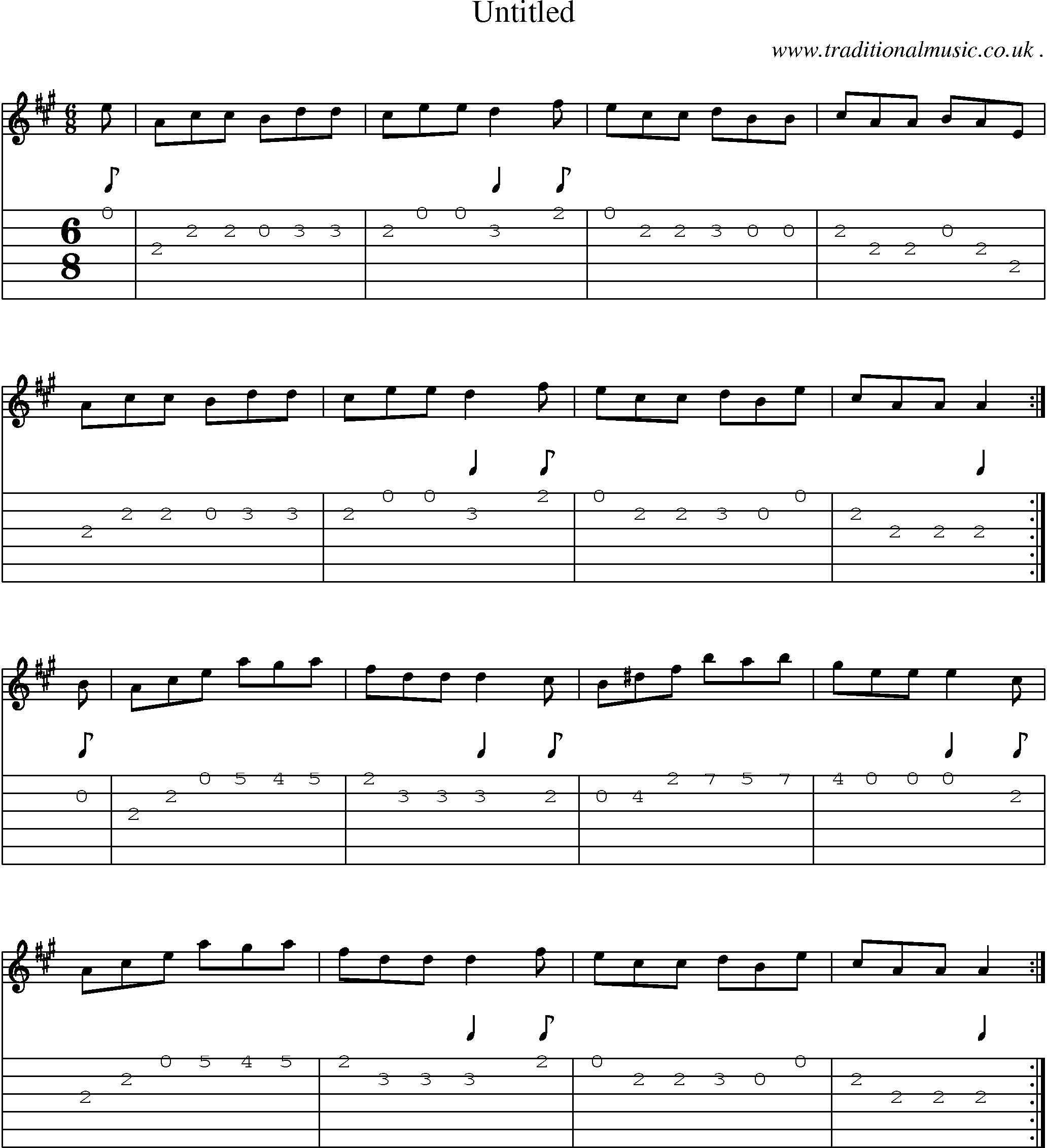 Sheet-music  score, Chords and Guitar Tabs for Untitled