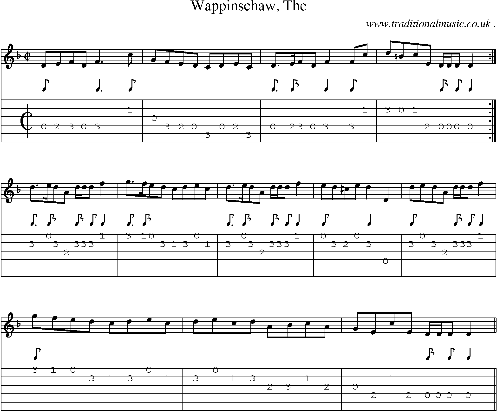 Sheet-music  score, Chords and Guitar Tabs for Wappinschaw The