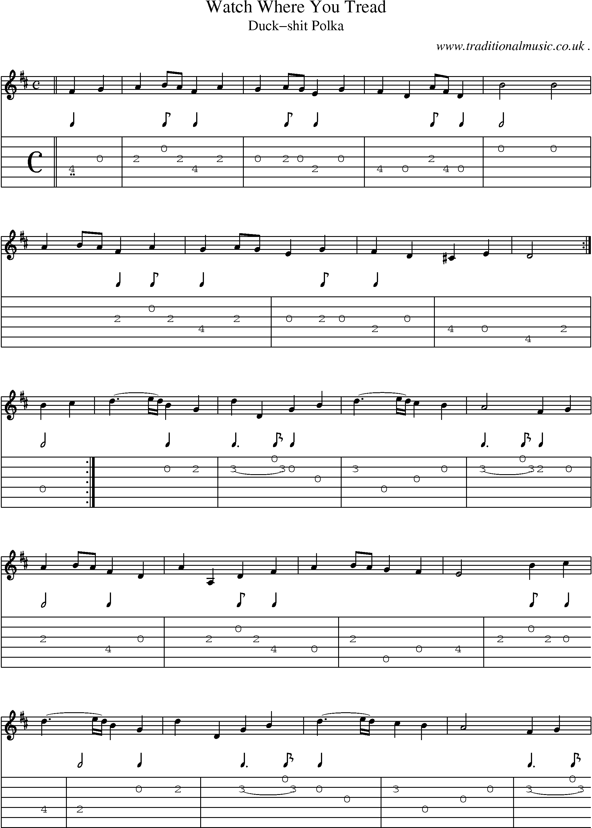 Sheet-music  score, Chords and Guitar Tabs for Watch Where You Tread