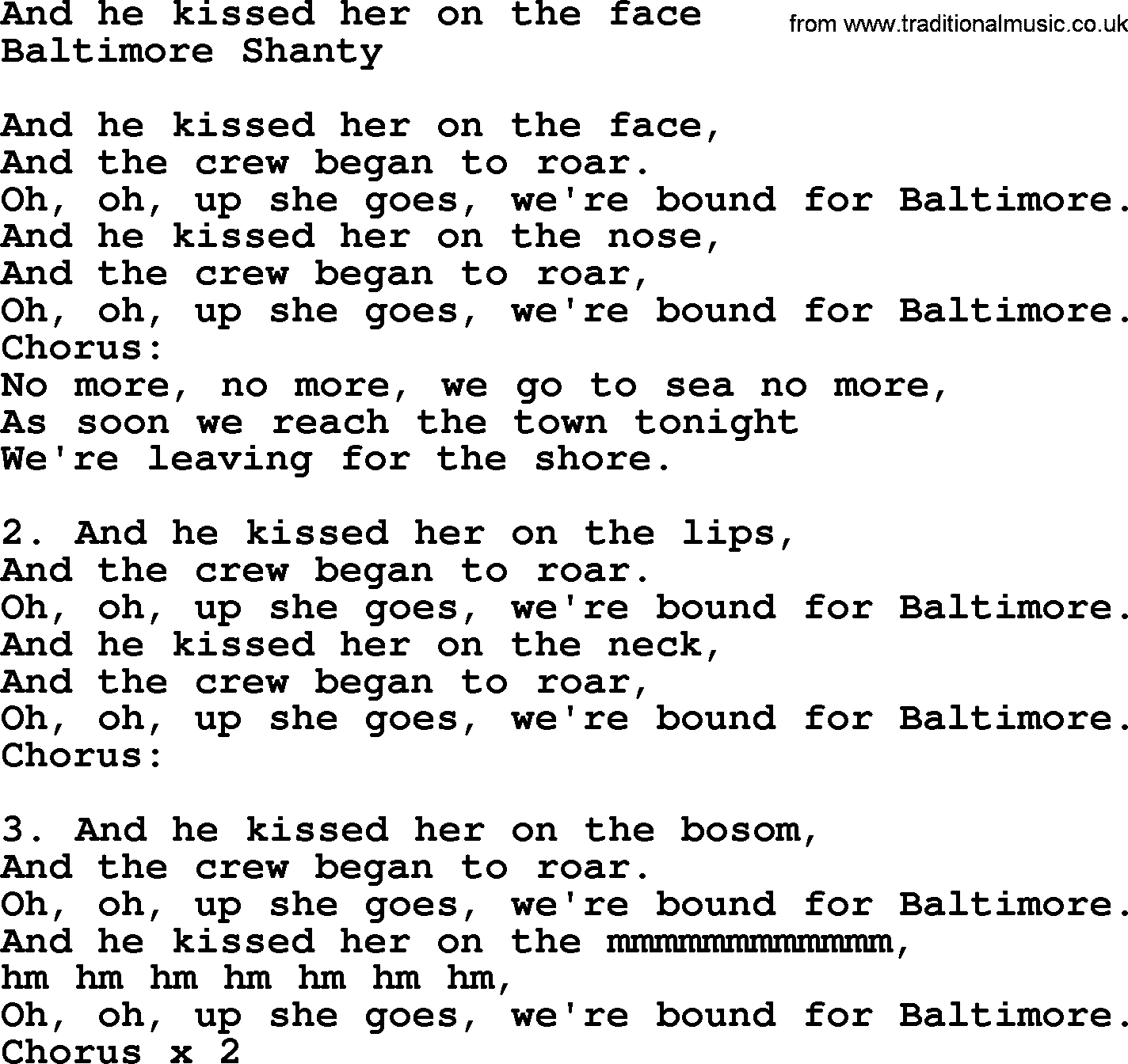 Sea shanty medley lyrics
