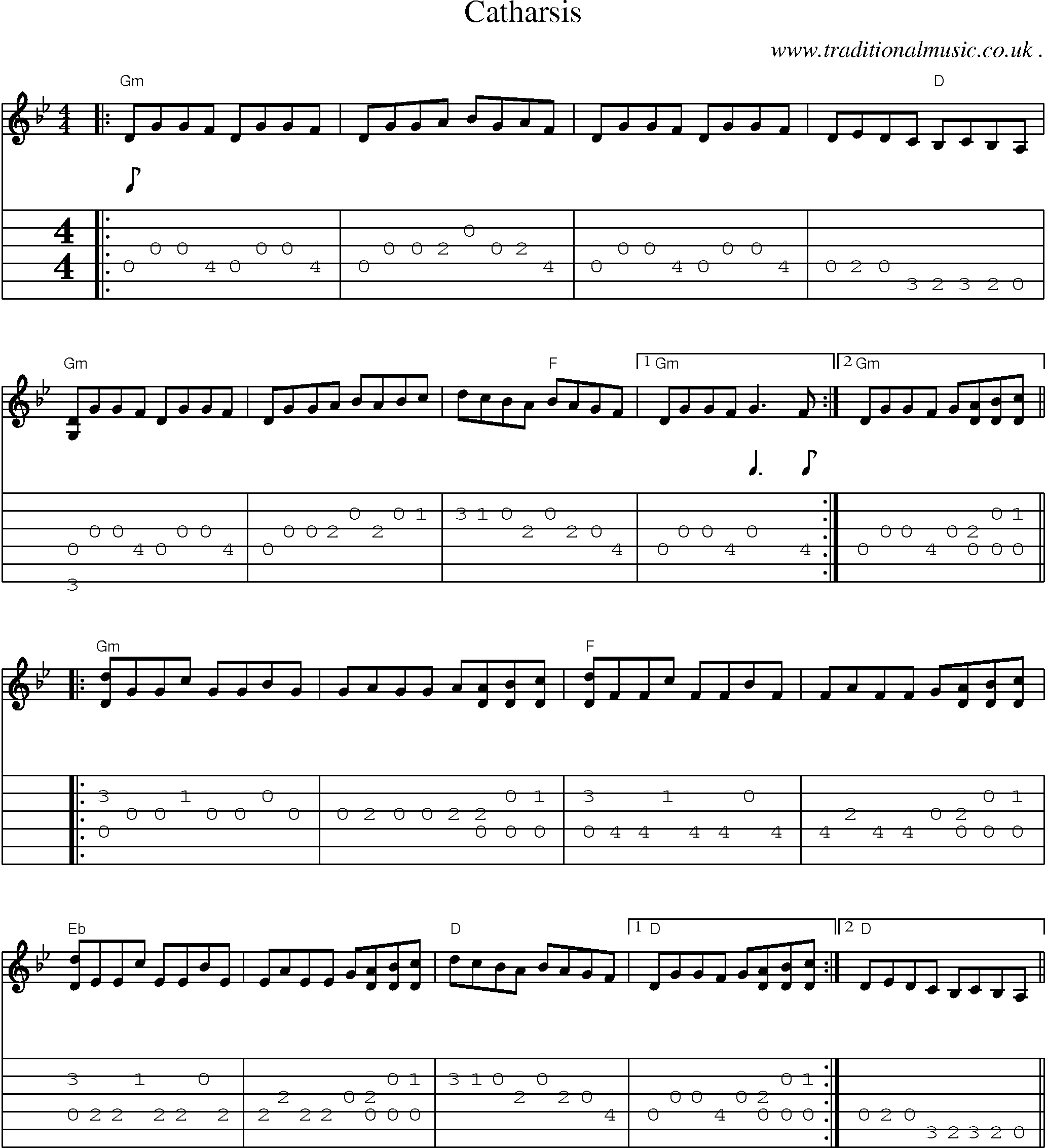 Music Score and Guitar Tabs for Catharsis