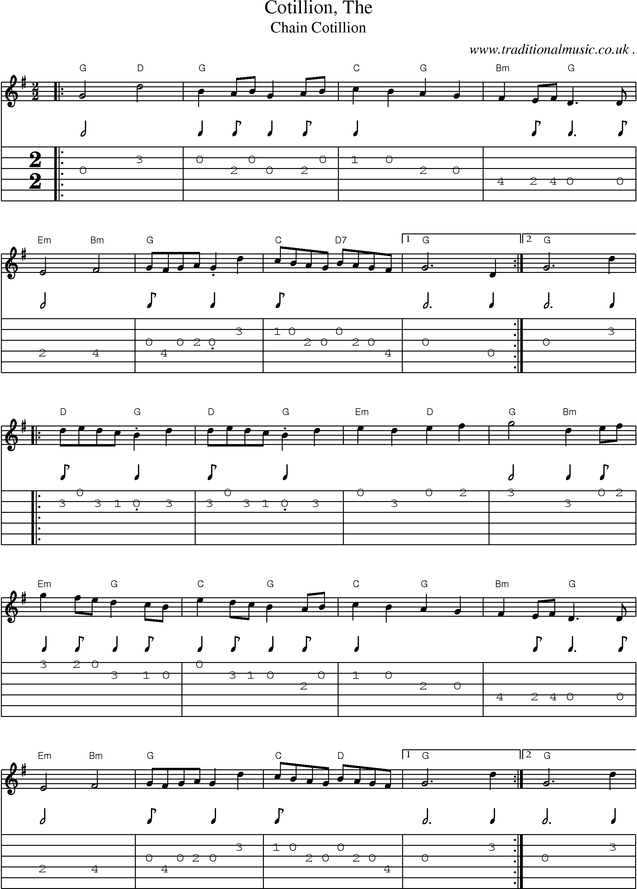 Music Score and Guitar Tabs for Cotillion The