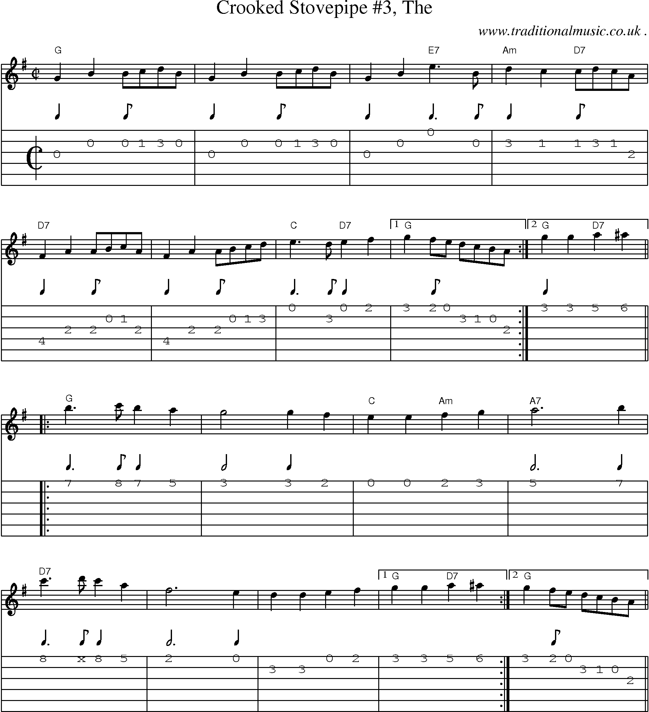 Music Score and Guitar Tabs for Crooked Stovepipe 3 The