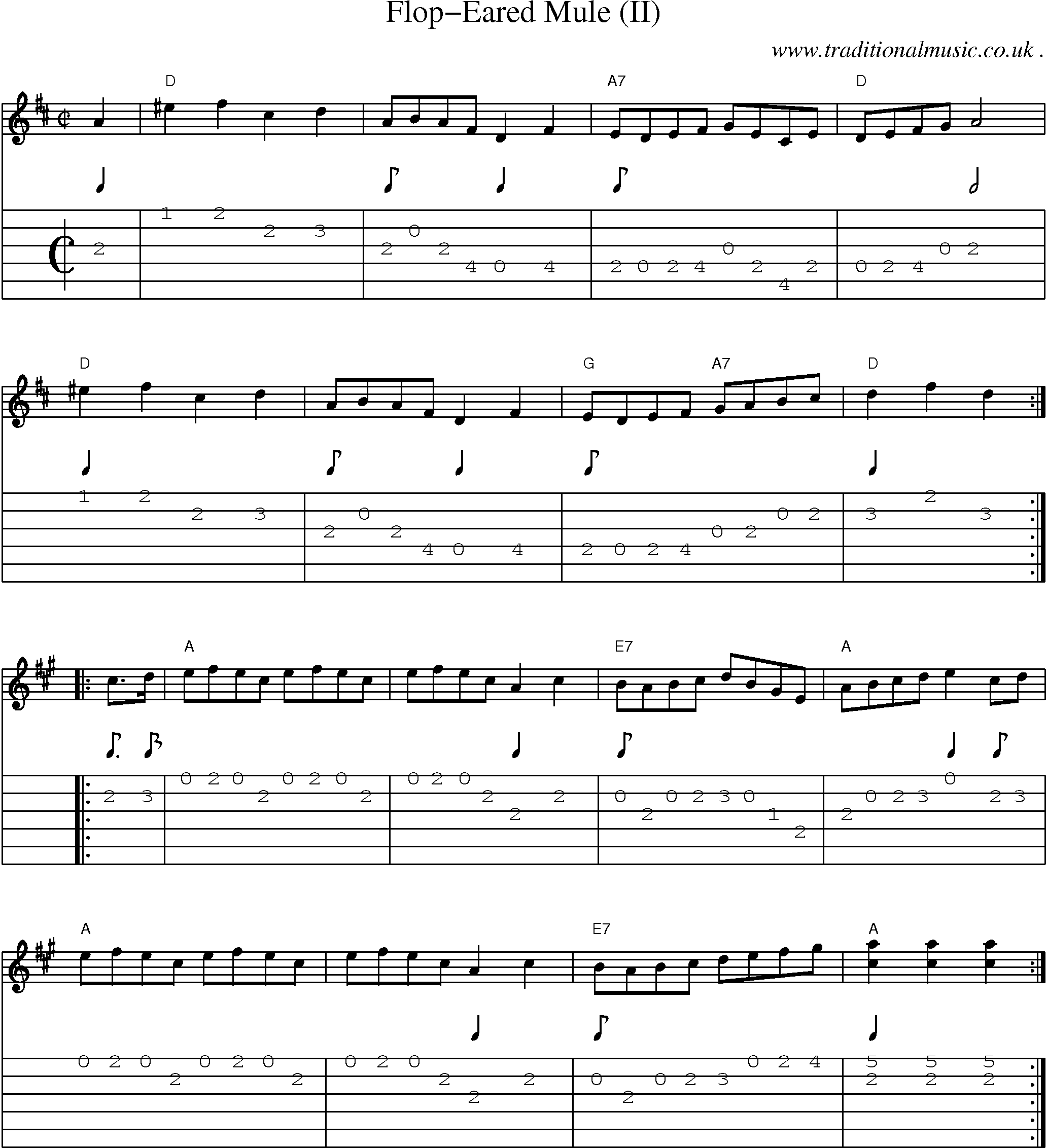 Music Score and Guitar Tabs for Flop-eared Mule 2