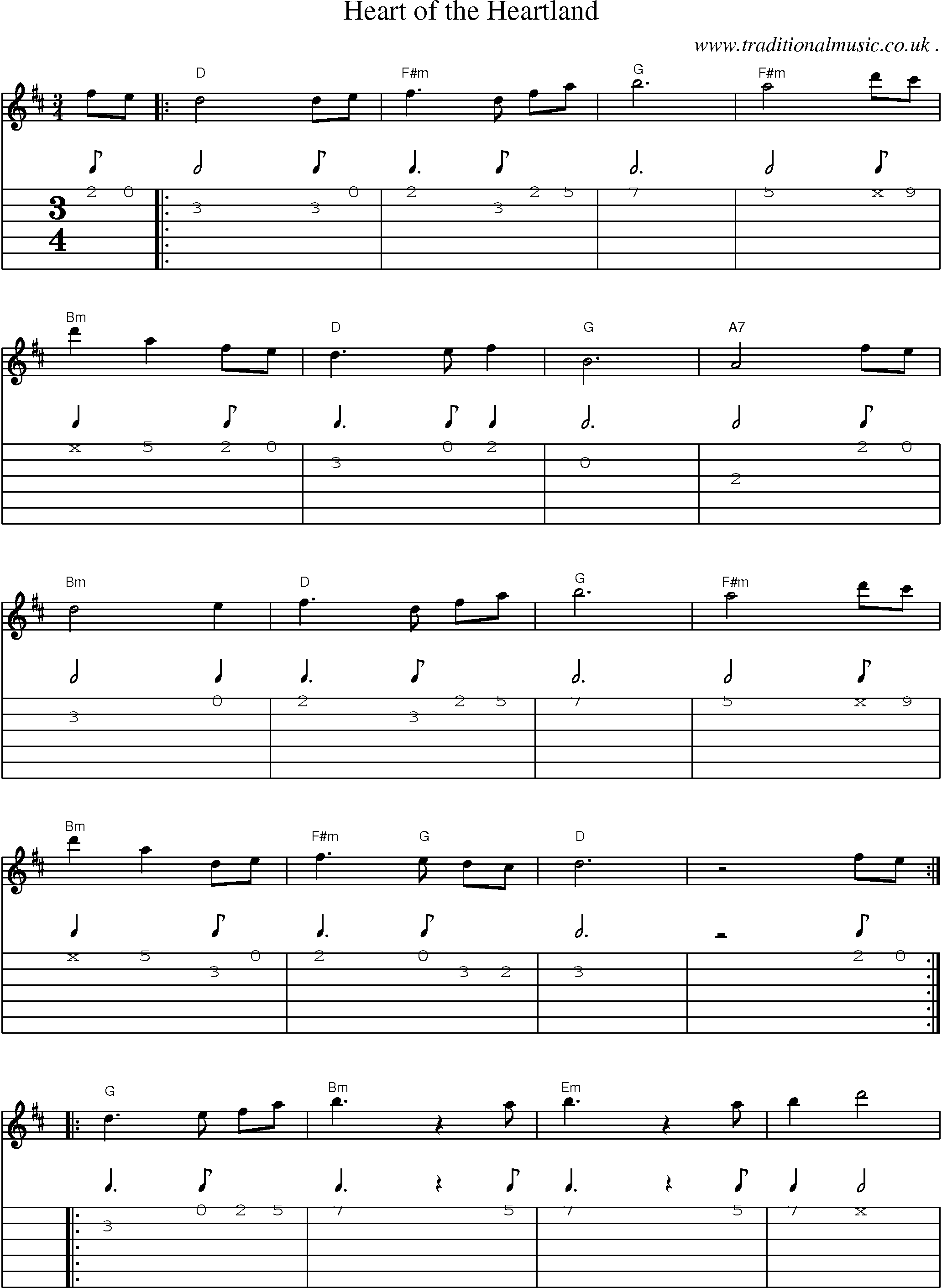 Music Score and Guitar Tabs for Heart Of The Heartland