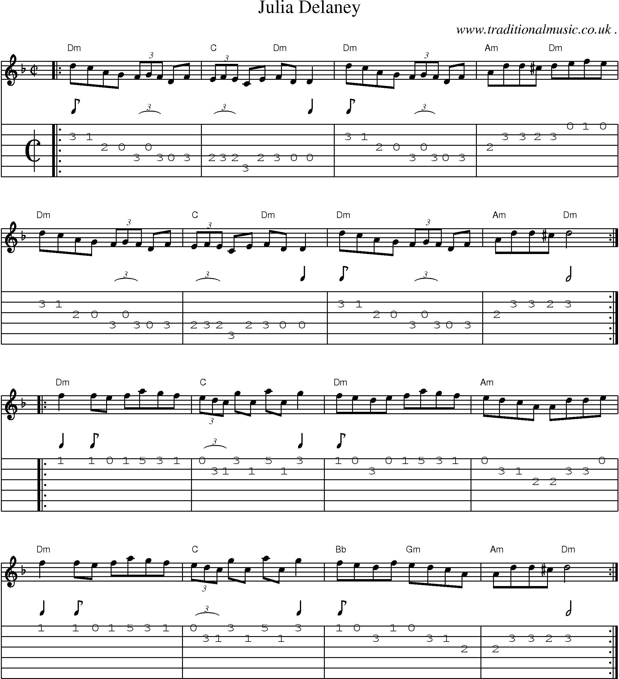 Music Score and Guitar Tabs for Julia Delaney