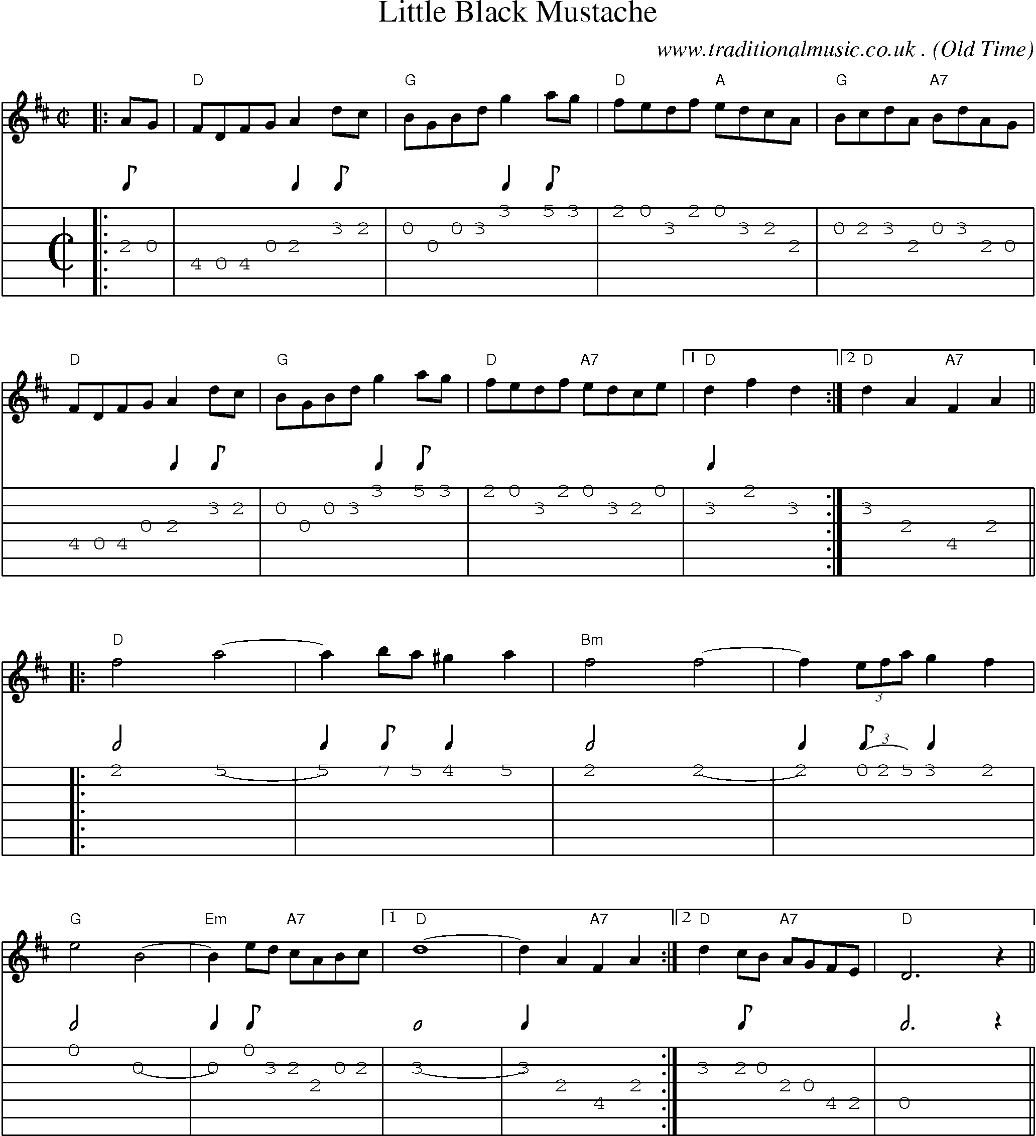 Music Score and Guitar Tabs for Little Black Mustache