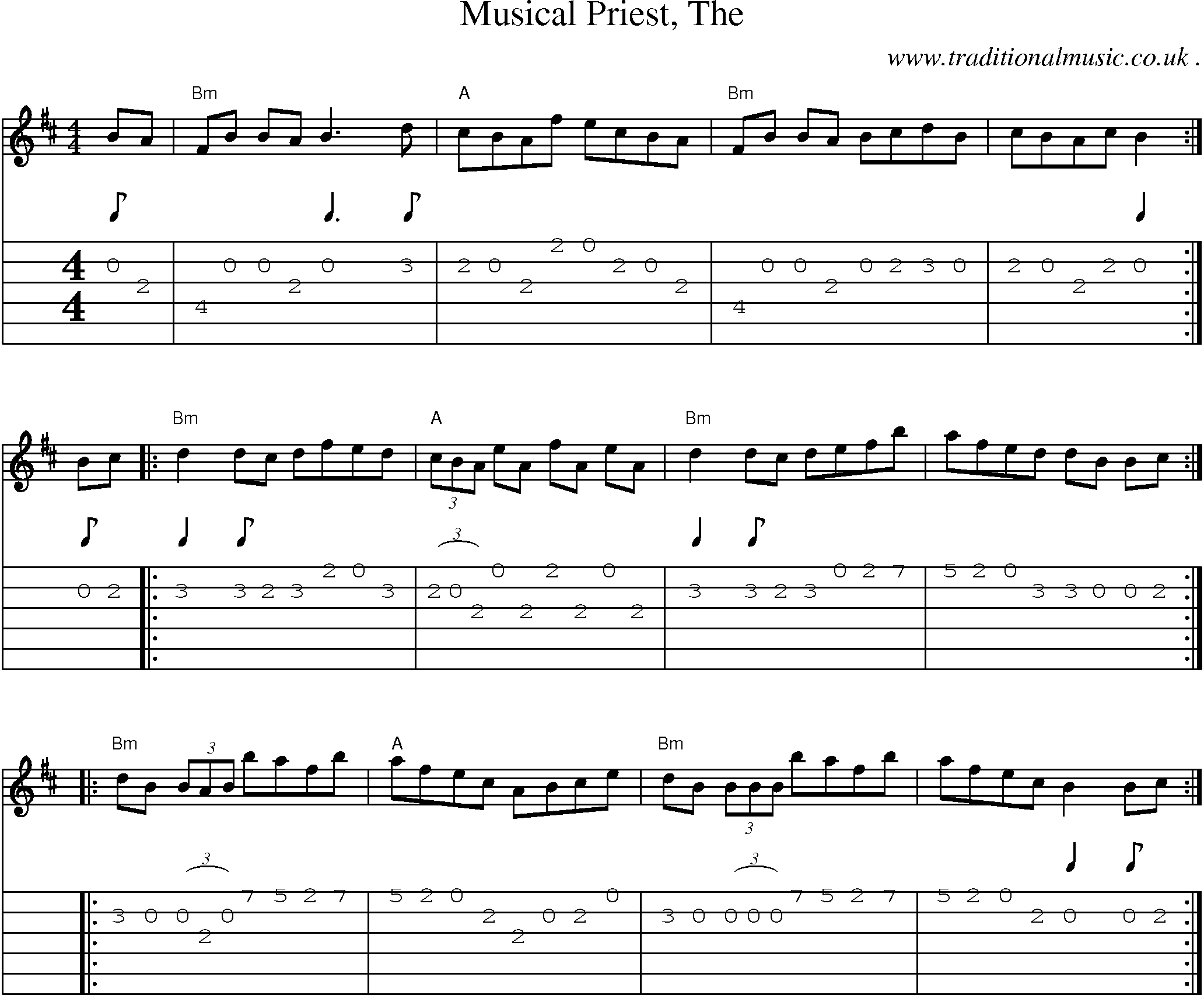 Music Score and Guitar Tabs for Musical Priest The