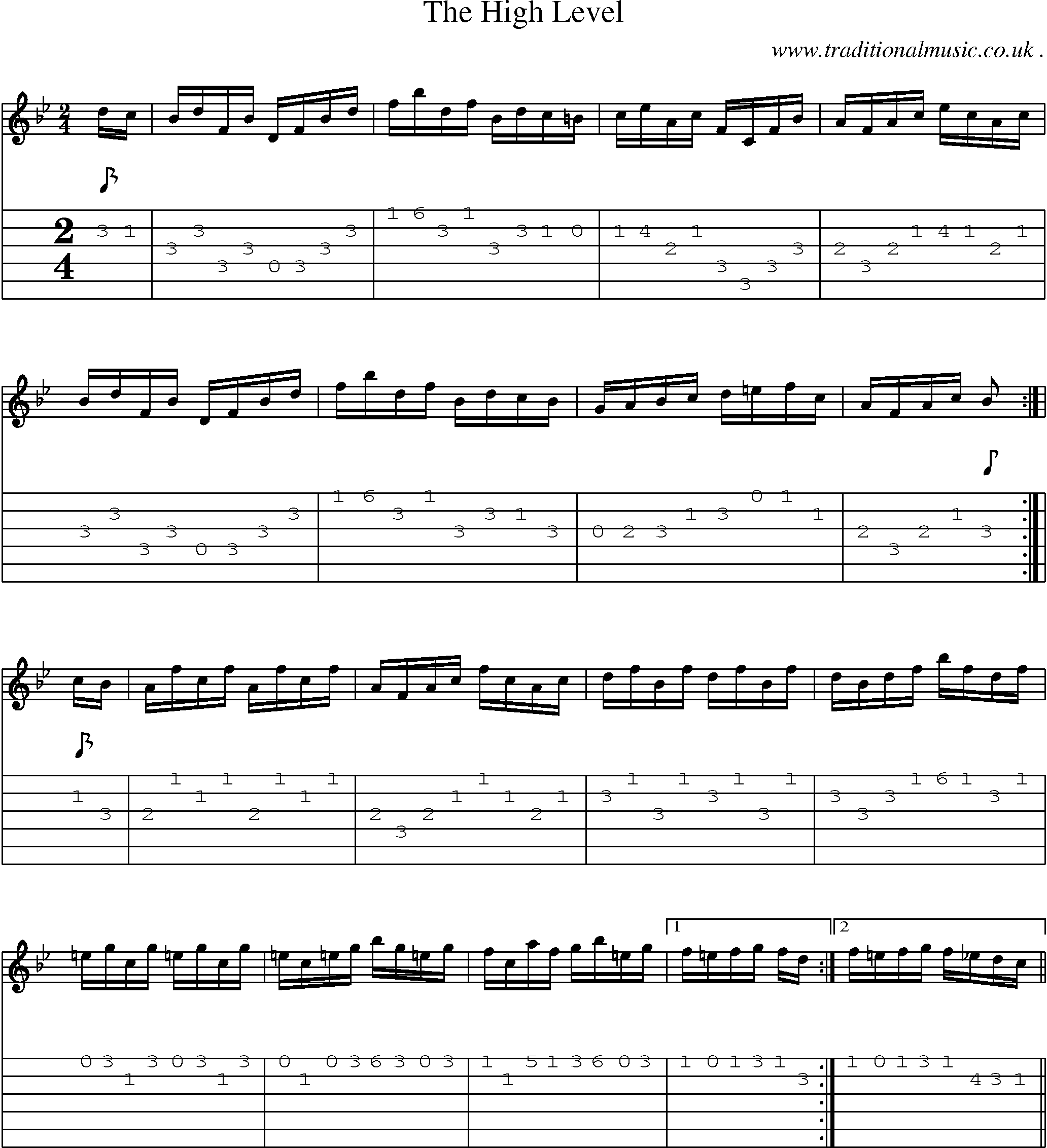 Music Score and Guitar Tabs for The High Level