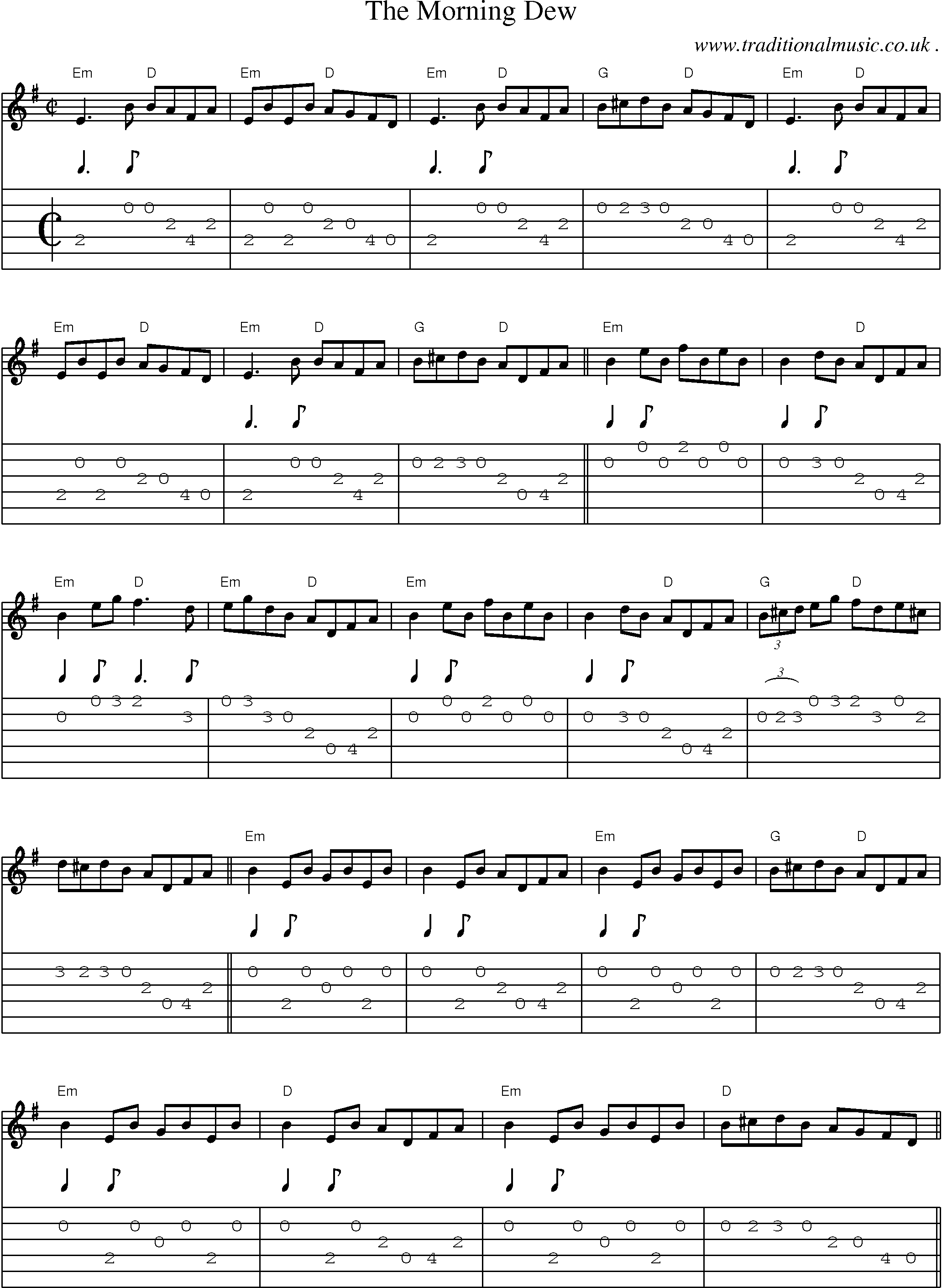 Music Score and Guitar Tabs for The Morning Dew