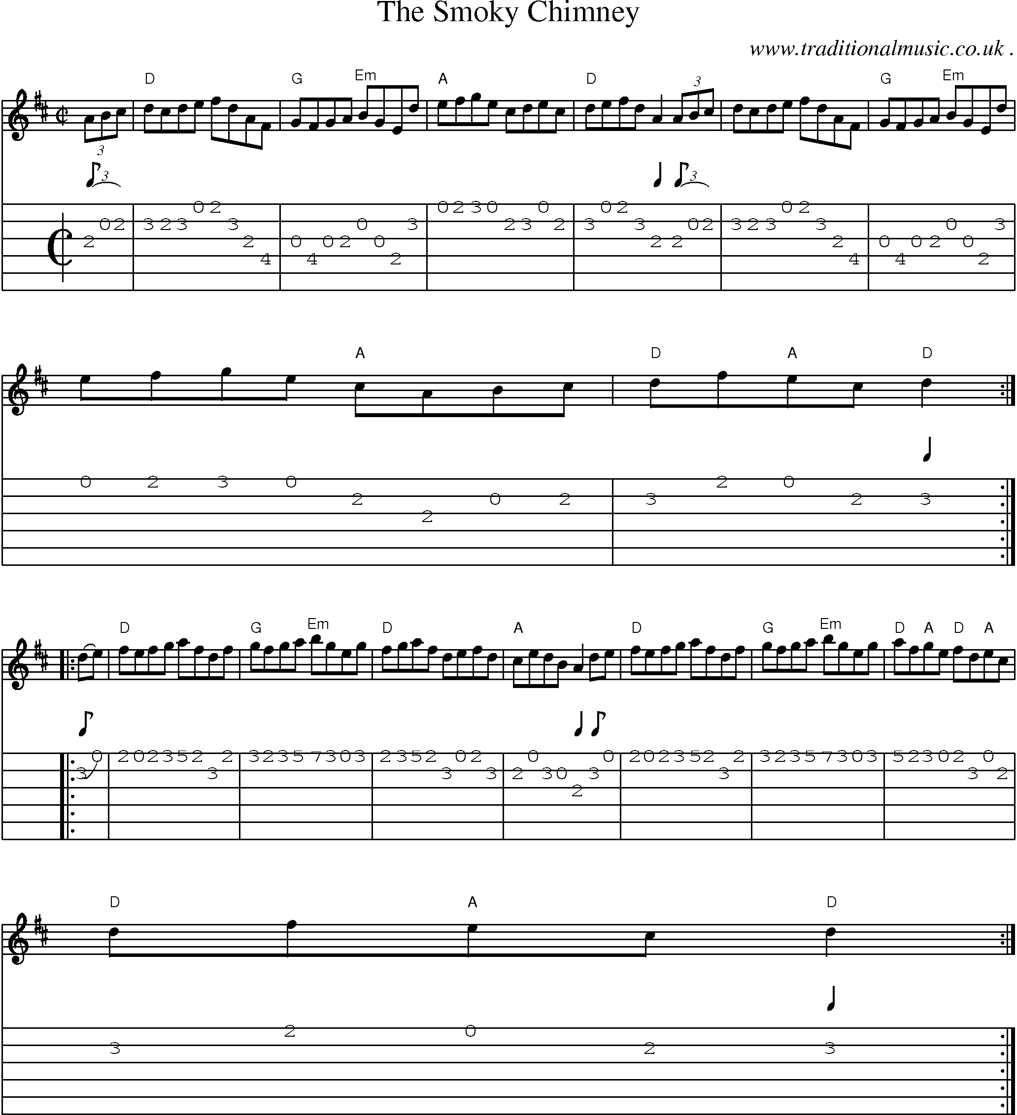 Music Score and Guitar Tabs for The Smoky Chimney