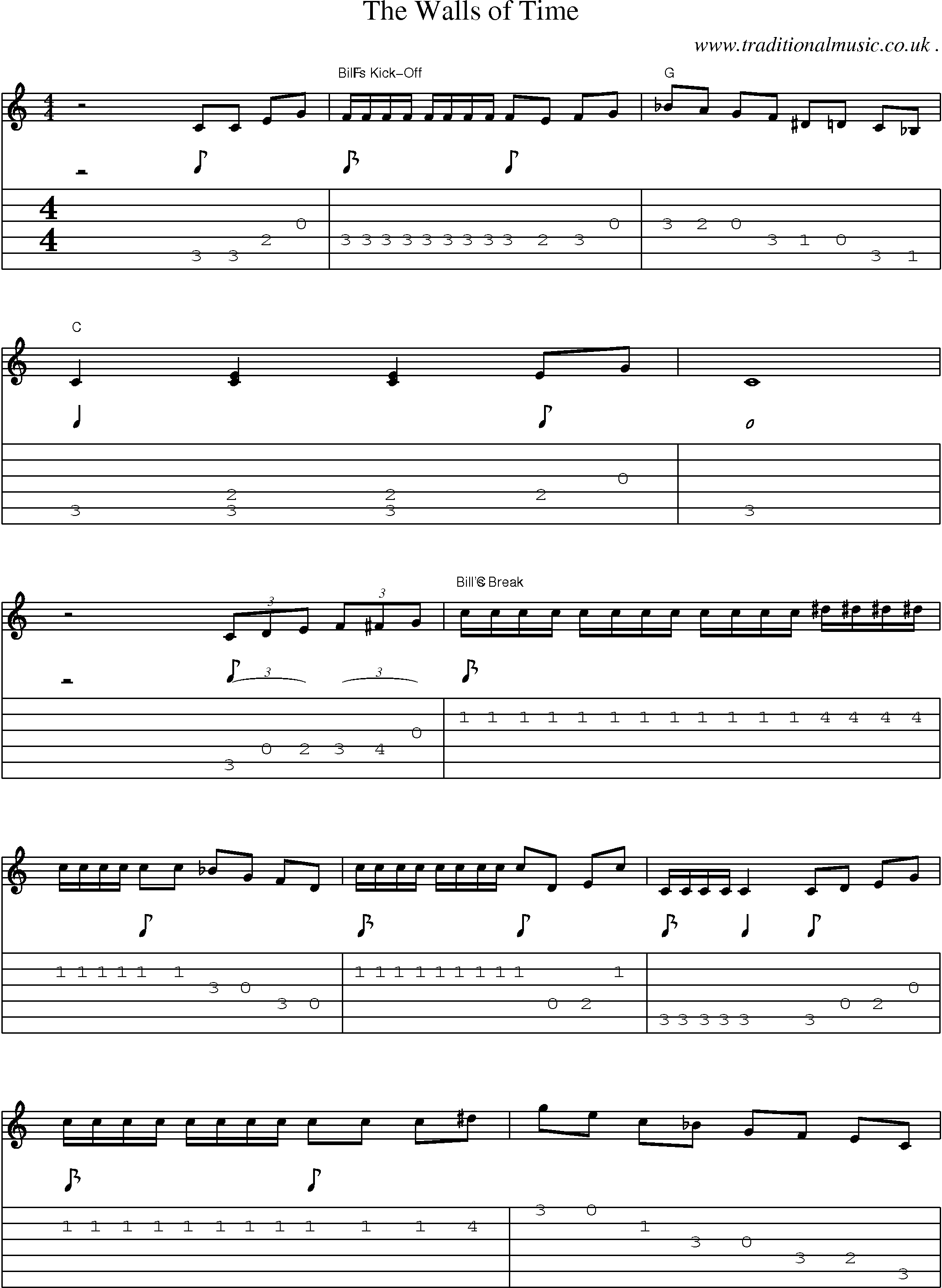 Music Score and Guitar Tabs for The Walls Of Time